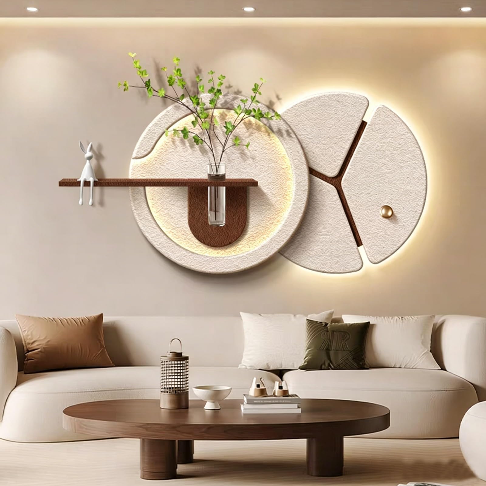 YDAECKRYVB Sandstone Wall Art Decorations With LED Lights, 3D Sandstone Wall Sculptures, Plug-in Modern Art Murals For Home Walls, Paintings For Living Rooms And Hallways.(C,120 * 60cm/47.2 * 23.6in)