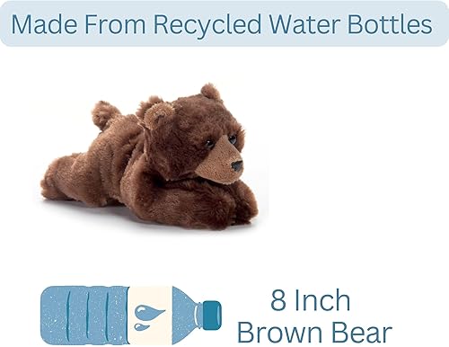 Miniatura 3 de The Petting Zoo Peluche de oso marrón, regalos para niños, animales de vida silvestre Scoopz, juguete de peluche de oso panda, 8 pulgadas