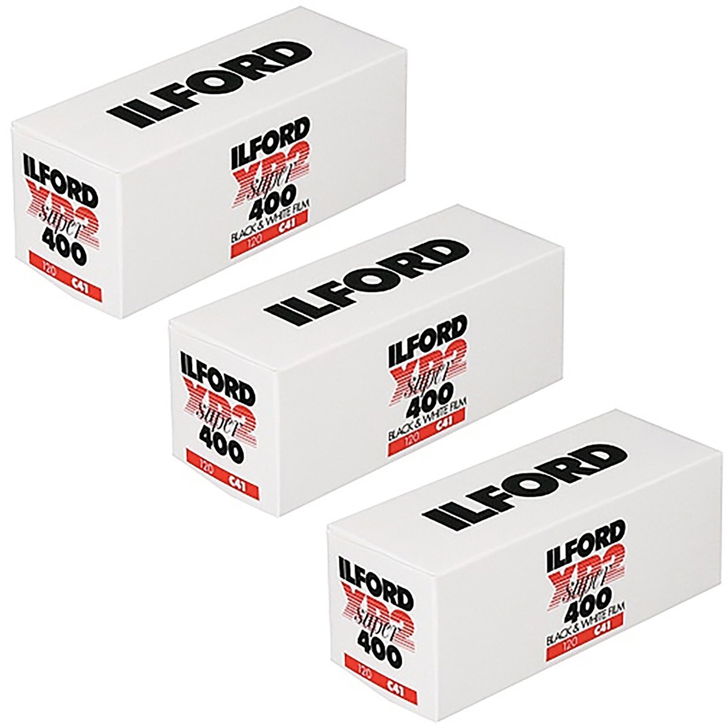 3 X Ilford XP2 Super, Black and White Print Film, 120 (6 cm), ISO 400 (1839649)