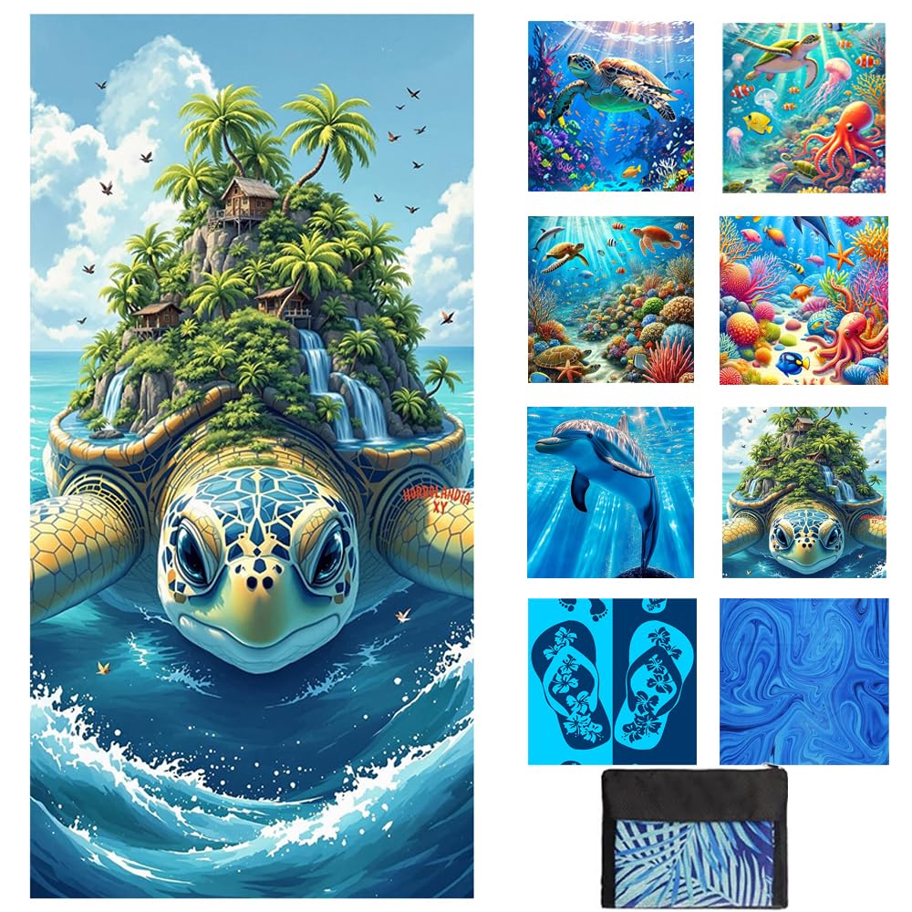 Beach Towel Microfibre Beach Towel Bath Towel Sand-Free XXL Quick-Drying Beach Towel Women's Large Beach Towels Summer Towel Beach Accessories Must Haves Gifts for Women 180 x 80 cm Turtle A