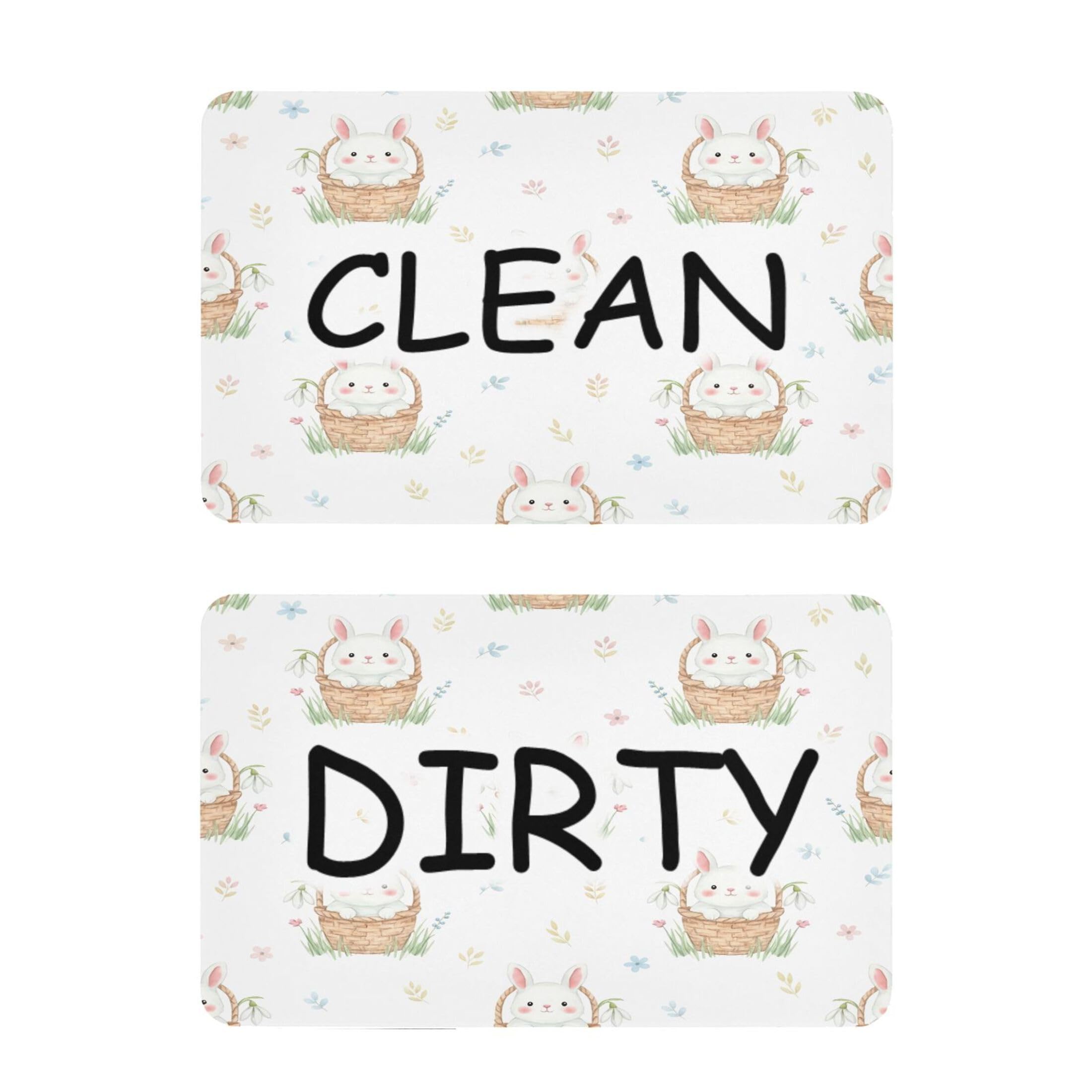 Kutsu Dishwasher Magnet Clean Dirty Sign Indicator, Rabbits Fridge Magnet, Easy to Read, 2 Pack