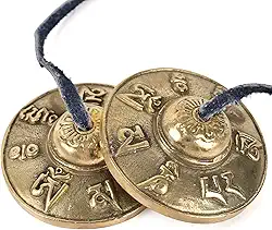 Sinos tibetanos de sino de meditação com cordão de pratos Tingsha de 6,5 cm para alívio do estresse, meditação