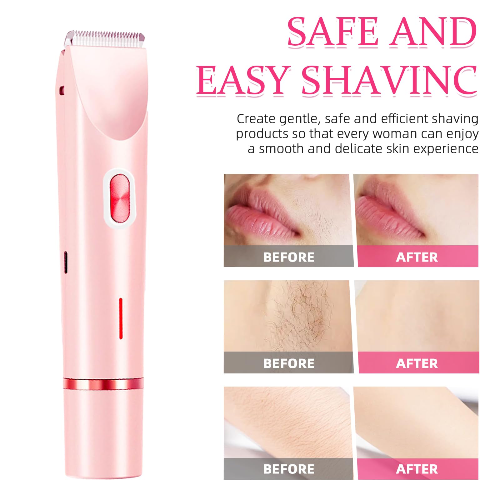 Rasoio elettrico per bikini da donna, rasoio elettrico 2 in 1 per donne, rasoio per bikini Dermave, impermeabile IPX7 e facile da pulire, lama in ceramica, durata senza fili 120 minuti, ultra