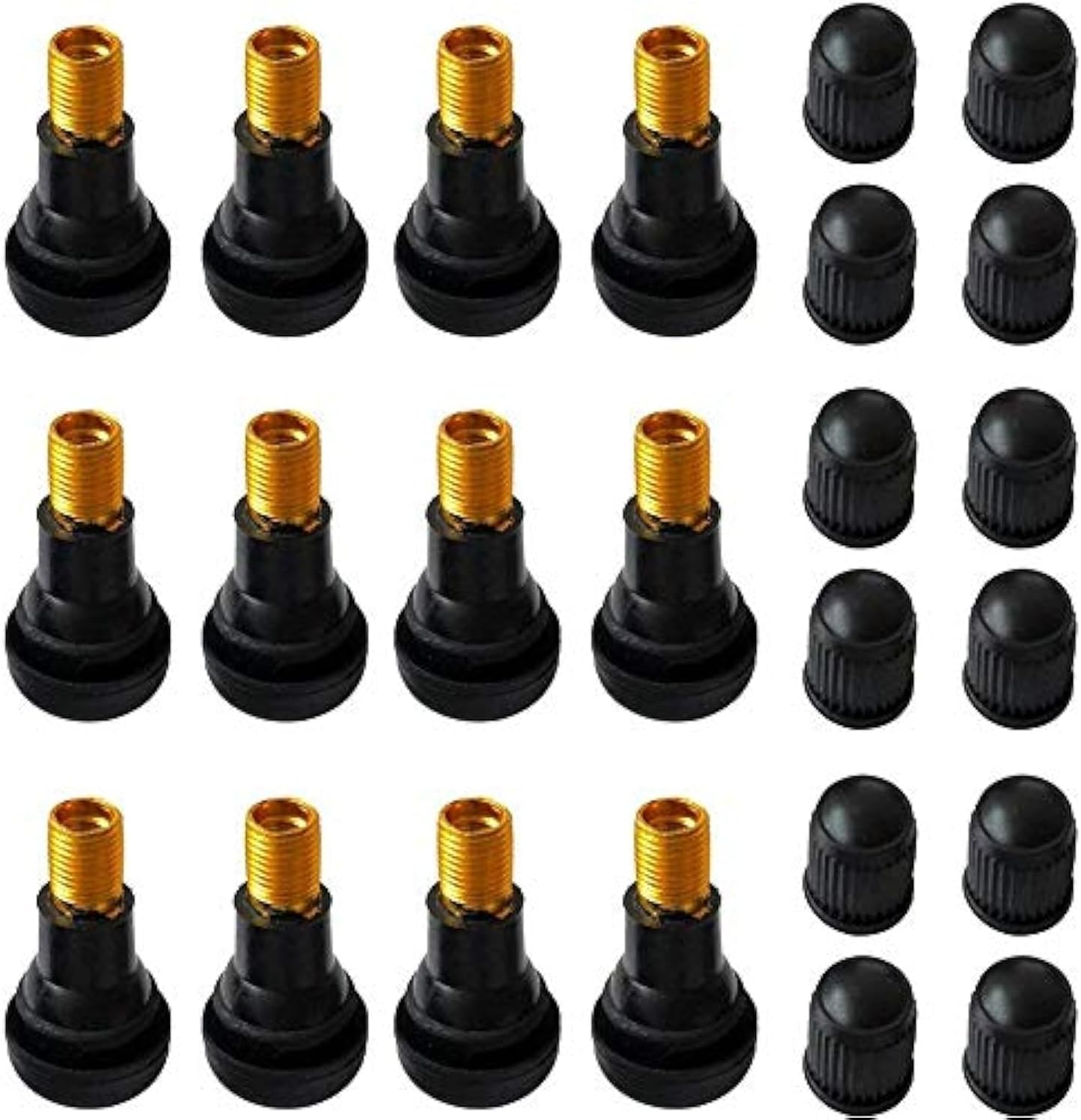 12 Pieces Snap-in Rubber Tire Valve Stems TR412 11.5mm 0.453 Inch with High Temperature Brass Valve Cores Tyre Valve Stems for Tubeless Rim Holes on Standard Vehicle Tires