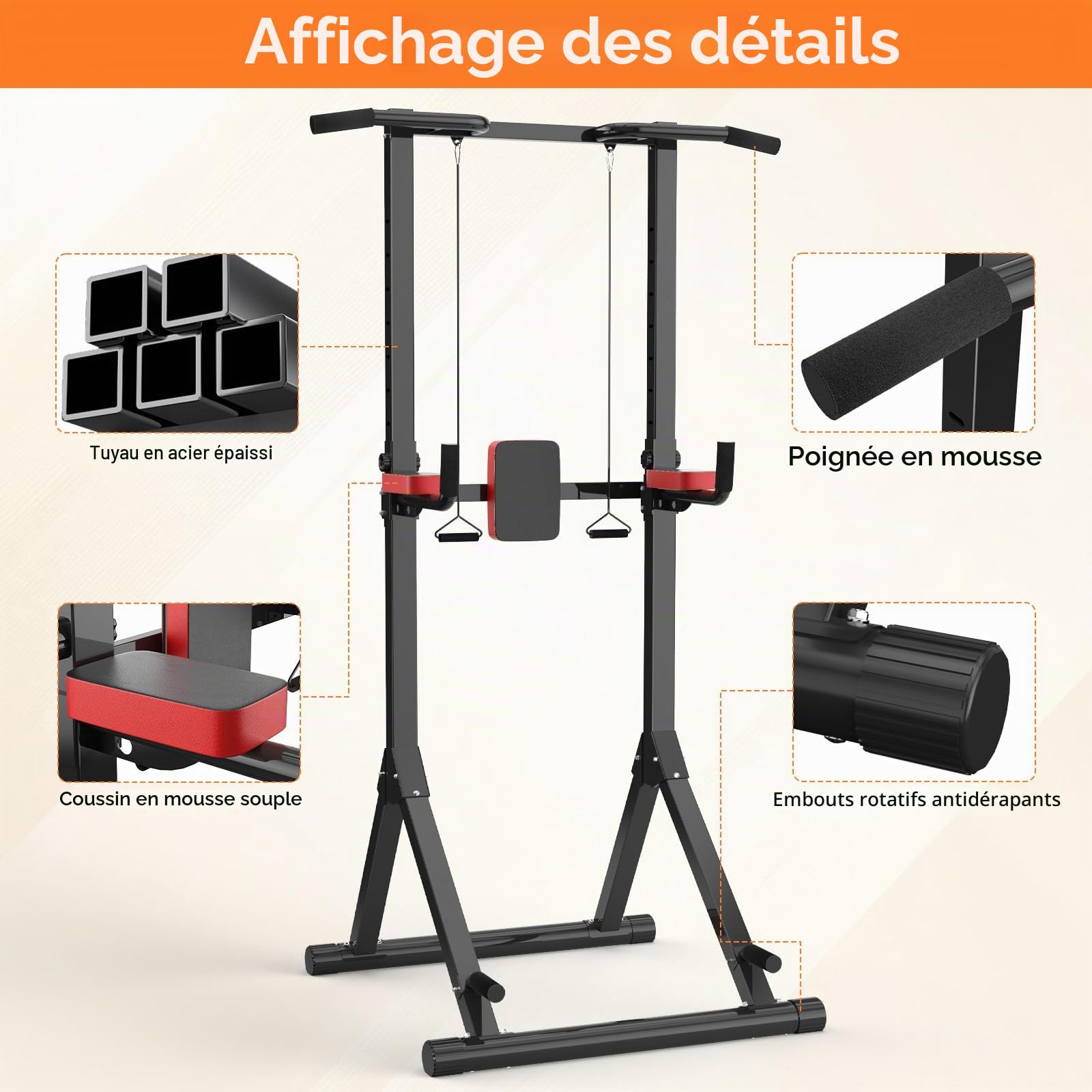 Dskeuzeew Power Tower - Station de musculation avec barre de traction - Multifonction - Pour la musculation à la maison