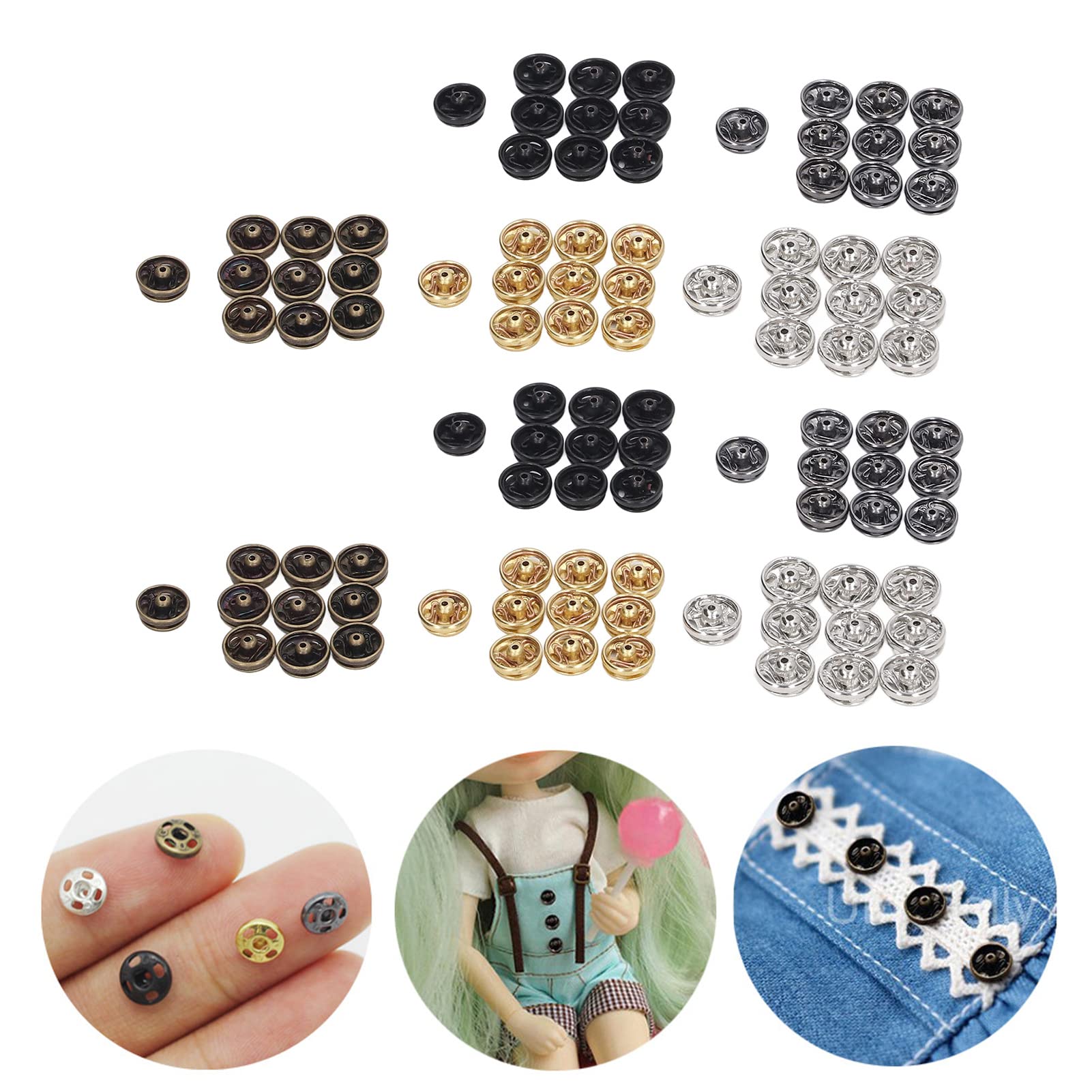 Mini Boutons Pression, Fermoirs Créatifs Pour Bricolage Vêtements Poupée, Accessoires Couture 100 Pièces For Jouets Handcraft