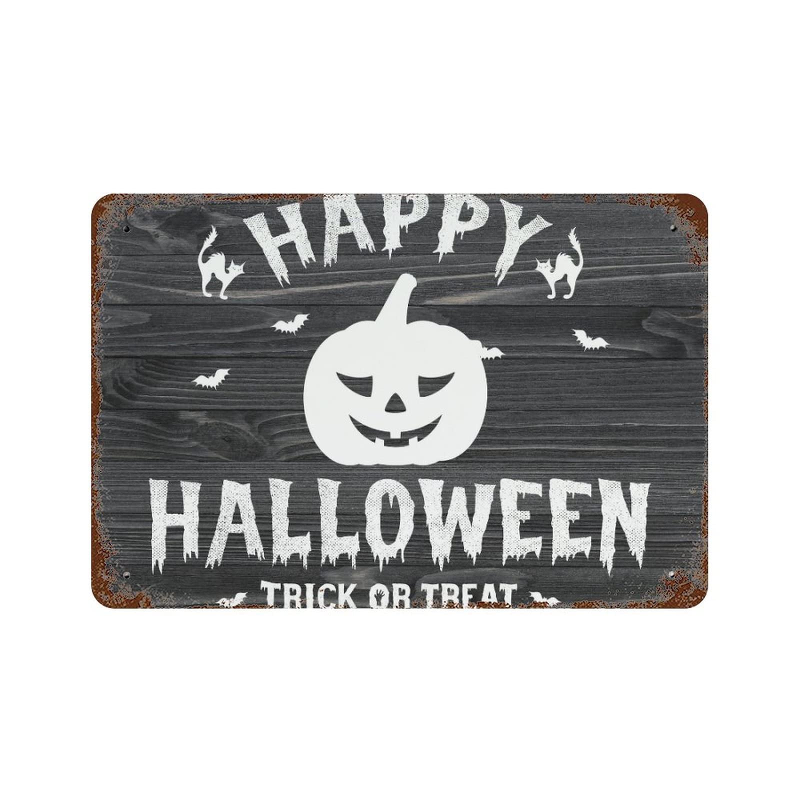 Panneau en métal citrouilles effrayantes pour déco Halloween facile