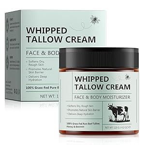 Uruses Beef Tallow for Skin, Tallow and Honey Balm, Natural Whipped Tallow Cream for Face & Body Moisturizer, Tallow Cream with Honey & Beeswax, Body Lotion Skin Care for Sensitive Skin, 4.2 oz