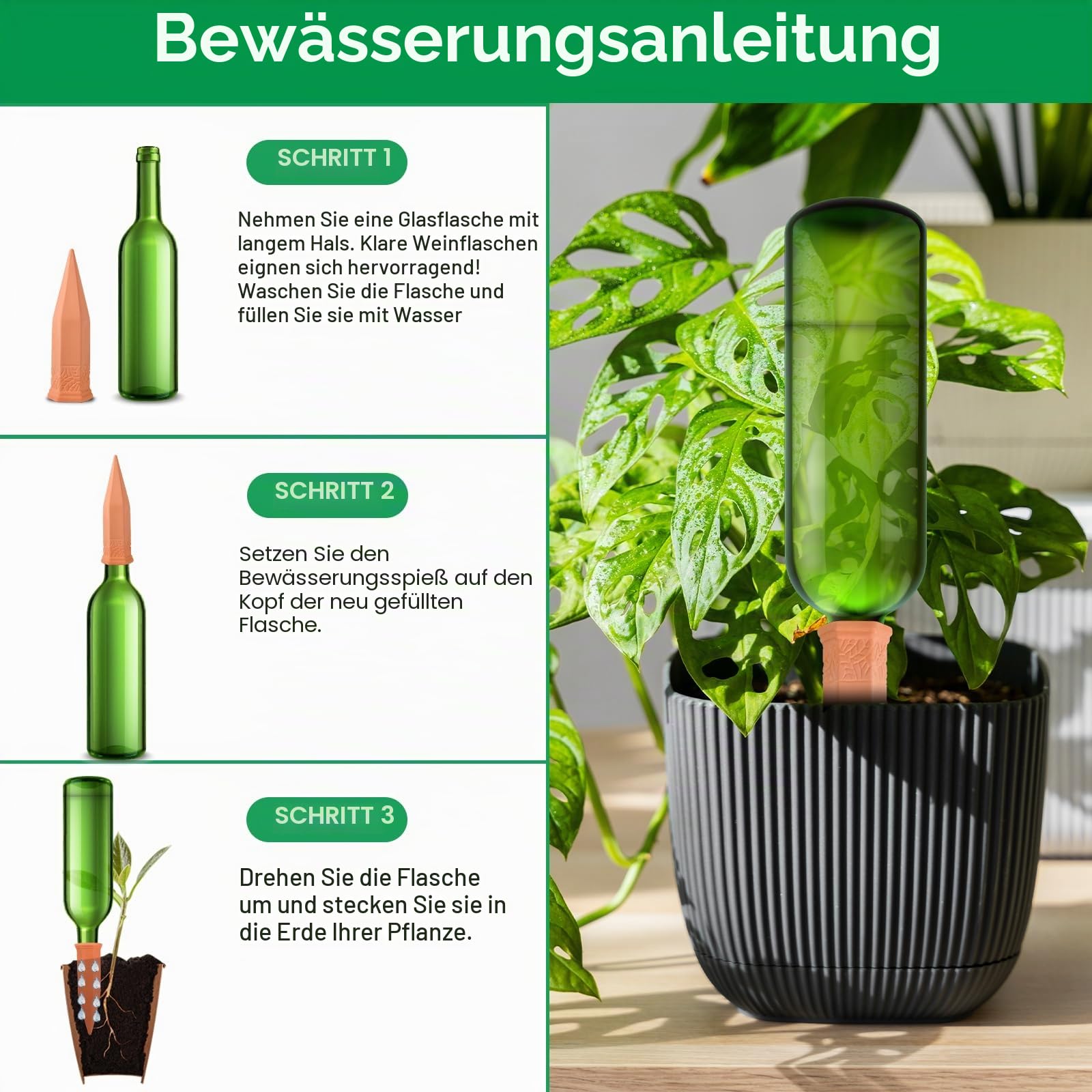 MOYKSRR 8 Stück Tonkegel Bewässerung im Set, Selbstbewässernde Pflanzenbewässerung, Pflanzen Wasserspender Ton, Pflanzen Bewässerungskugel Wasserspender Ton Automatische Bewässerung für Topfpflanzen