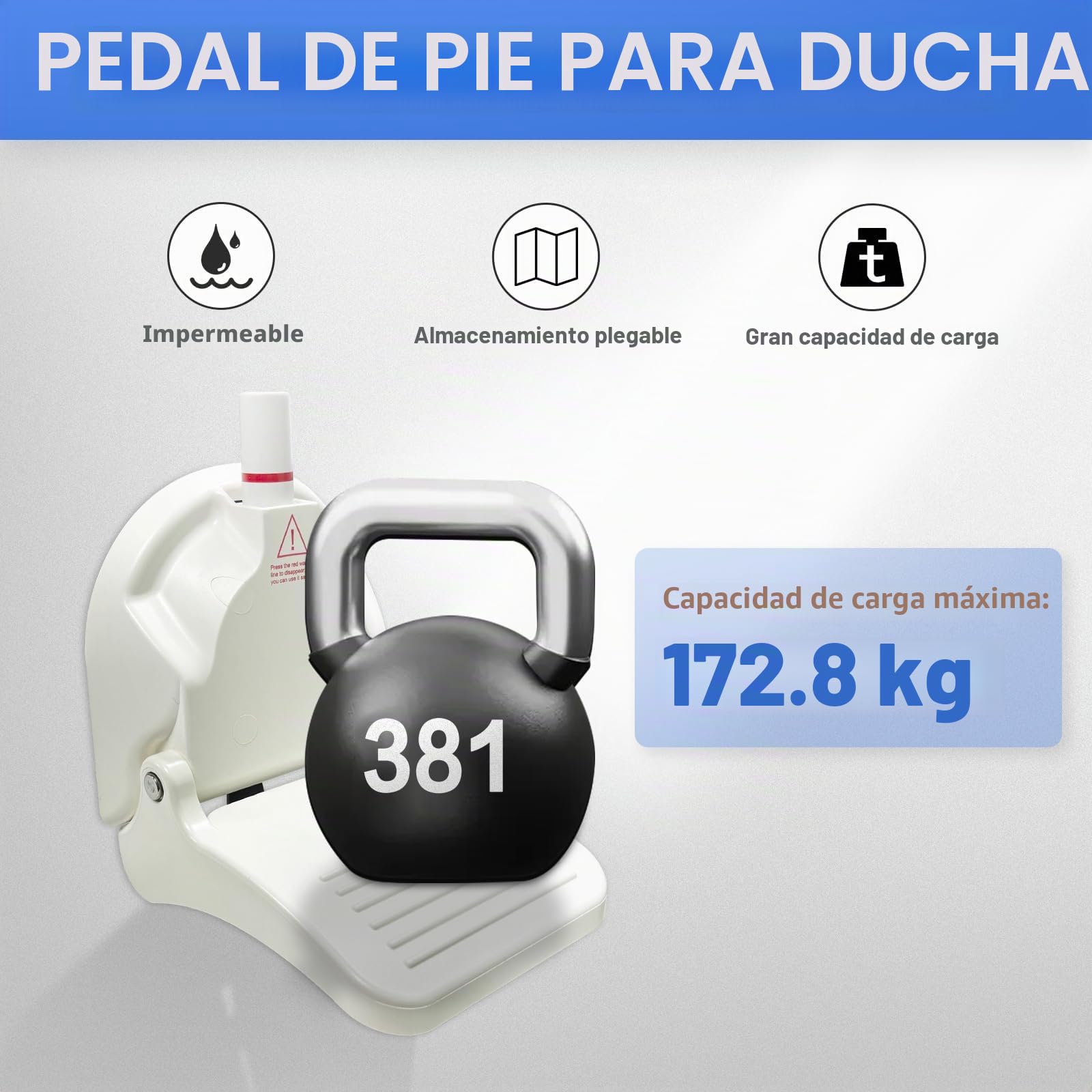 Reposapiés de ducha mejorado para afeitarse piernas con ventosa