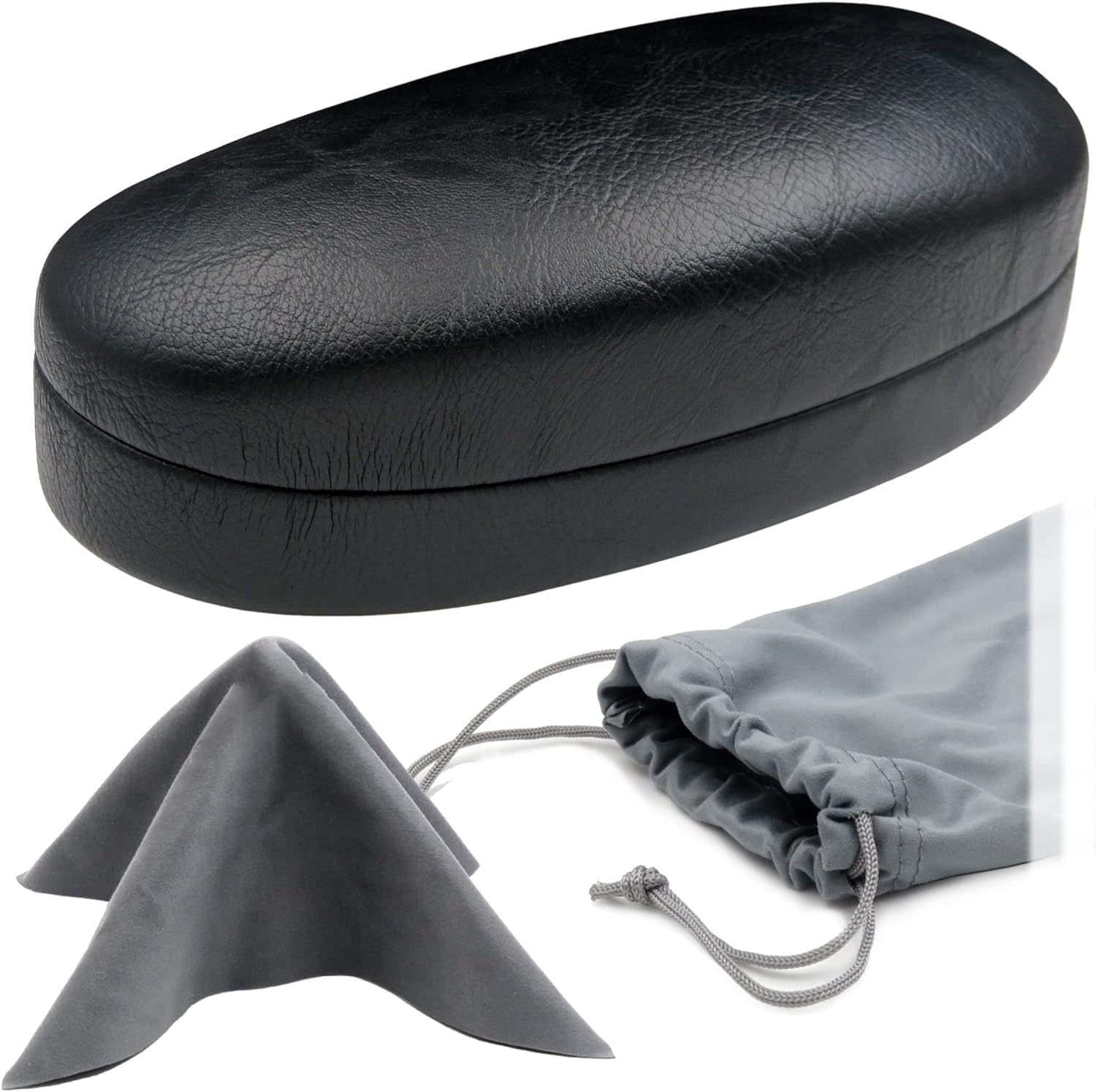 Hard Sunglasses Case for Medium, Large & Oversized frames with cleaning cloth & Pouch, Black-image-24