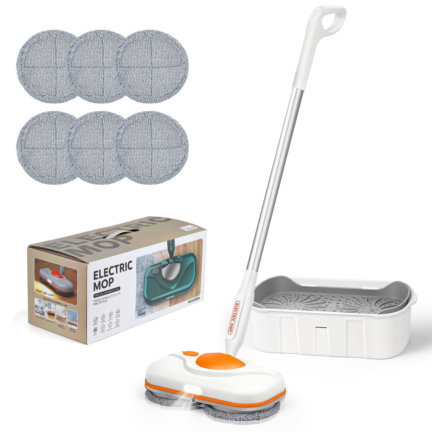 Electric Spin Mop with Bucket Cordless Mops for Floor Cleaning Automatic Mop for Hardwood Floors Motorized Floating Mop for Laminate Floors