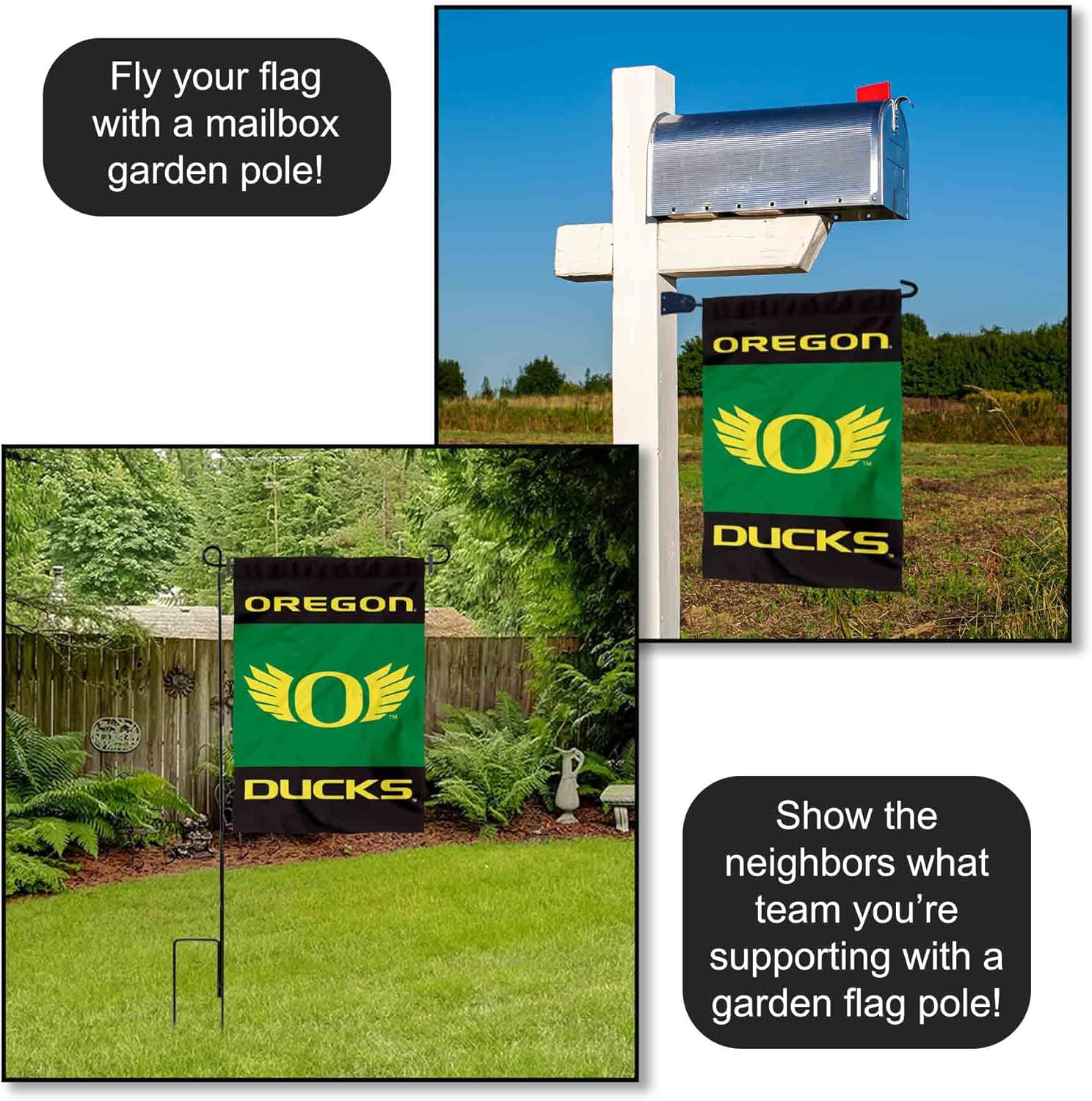 College Flags & Banners Co. Oregon Wings Logo Double Sided Garden Yard Flag - Image 4