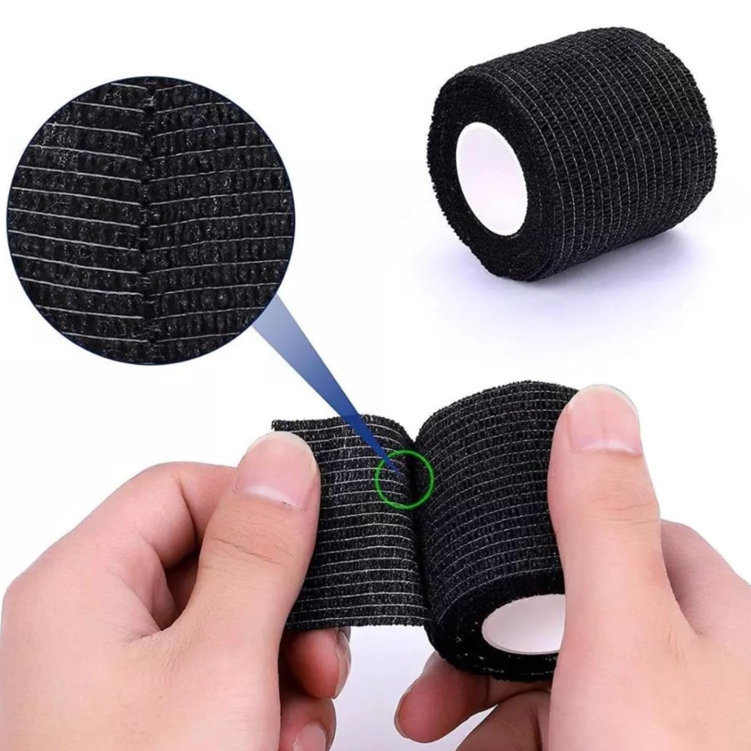 Miaija 6 Rolls Tattoo Grip Needle Bandage 5 Cm Wide Tattoo Grip Cover Wrap Tape Elastic Self Cohesive Tattooes Needle Bandage for Tattoo Machine Grips Tube Accessories (Black) - Image 3
