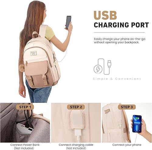 Miniatura 6 de Mochila escolar para adolescentes y niñas, lindas mochilas universitarias para mujeres, estudiantes, bolsa estética para libros grande para laptop,