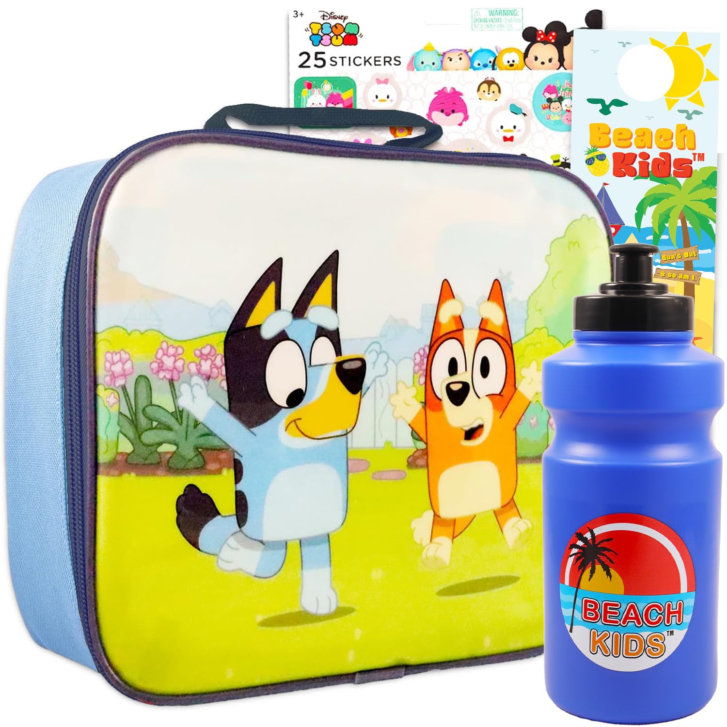 Disney Bluey Lunch Box Set - 5 Pc Bundle with Bluey Lunch Box with Stickers, Reusable Water Bottle, Stickers, and More | Bluey Lunch Bag School Supplies