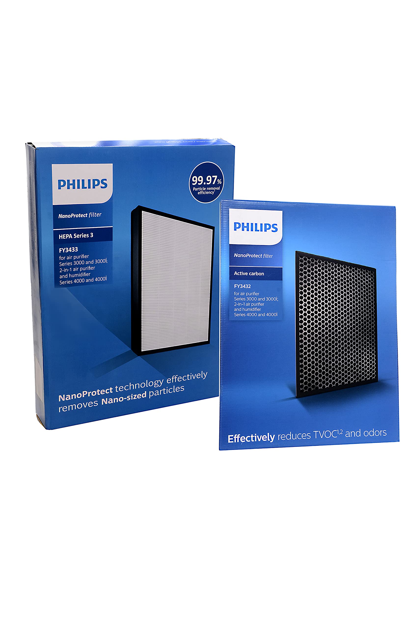 Philips Set of FY3432 +FY3433 Nano Protect HEPA + Carbon Filter Set For Philips AC3256 Air Purifier 3000 Series