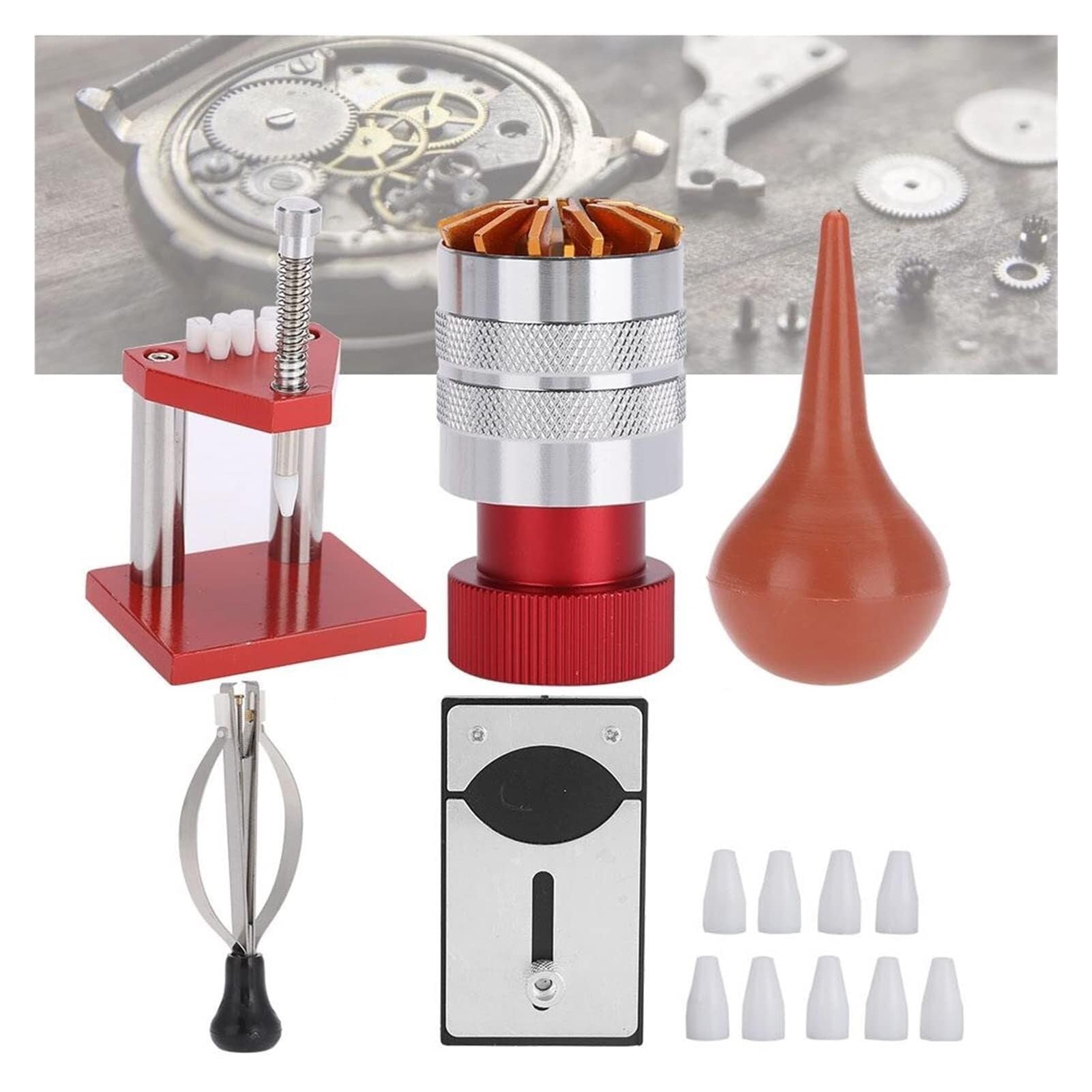 Kit di riparazione orologi da 5 pezzi, soffiatore d'aria for polvere di gomma, apricassa for fondello, strumento di impostazione delle lancette for orologiaio, kit di strumenti for la ripara