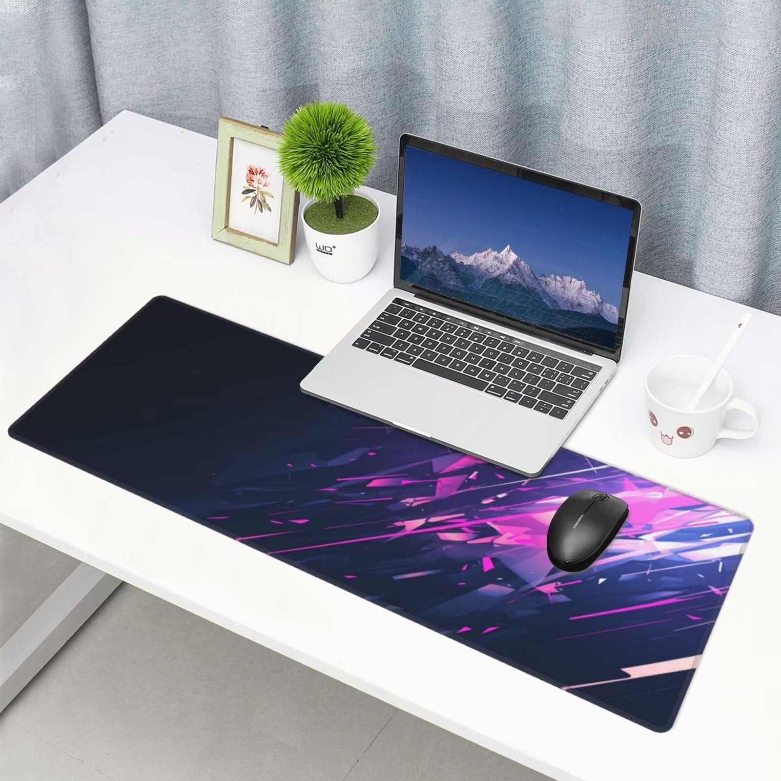 Podkładka pod mysz gwiaździste niebo XXL podkładka pod mysz 1000 x 500 x 3 mm fioletowa podkładka pod mysz z przeszytymi krawędziami antypoślizgowa podstawa i guma do dekoracji biura/biura domowego