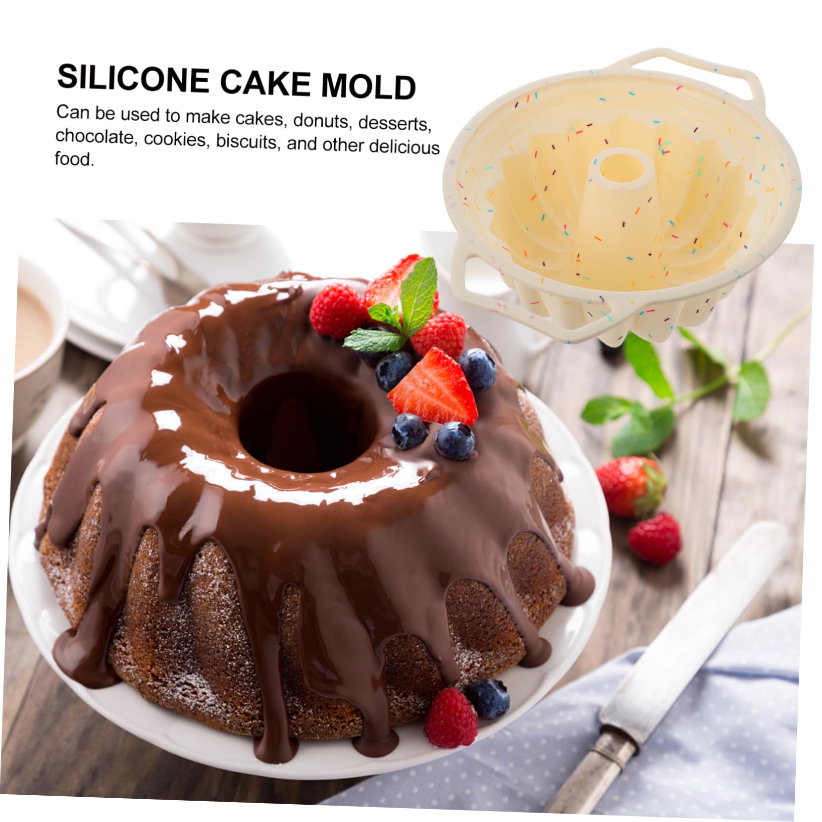 ABOOFAN 2 Pièces Moule a Gateau Moule à Dessert Pochoirs Pour Biscuits Moule à Beignets En Silicone Gateau Chocolat Fondant Moule à Pain Ustensiles De Cuisine Antiadhésif Gel De Silice
