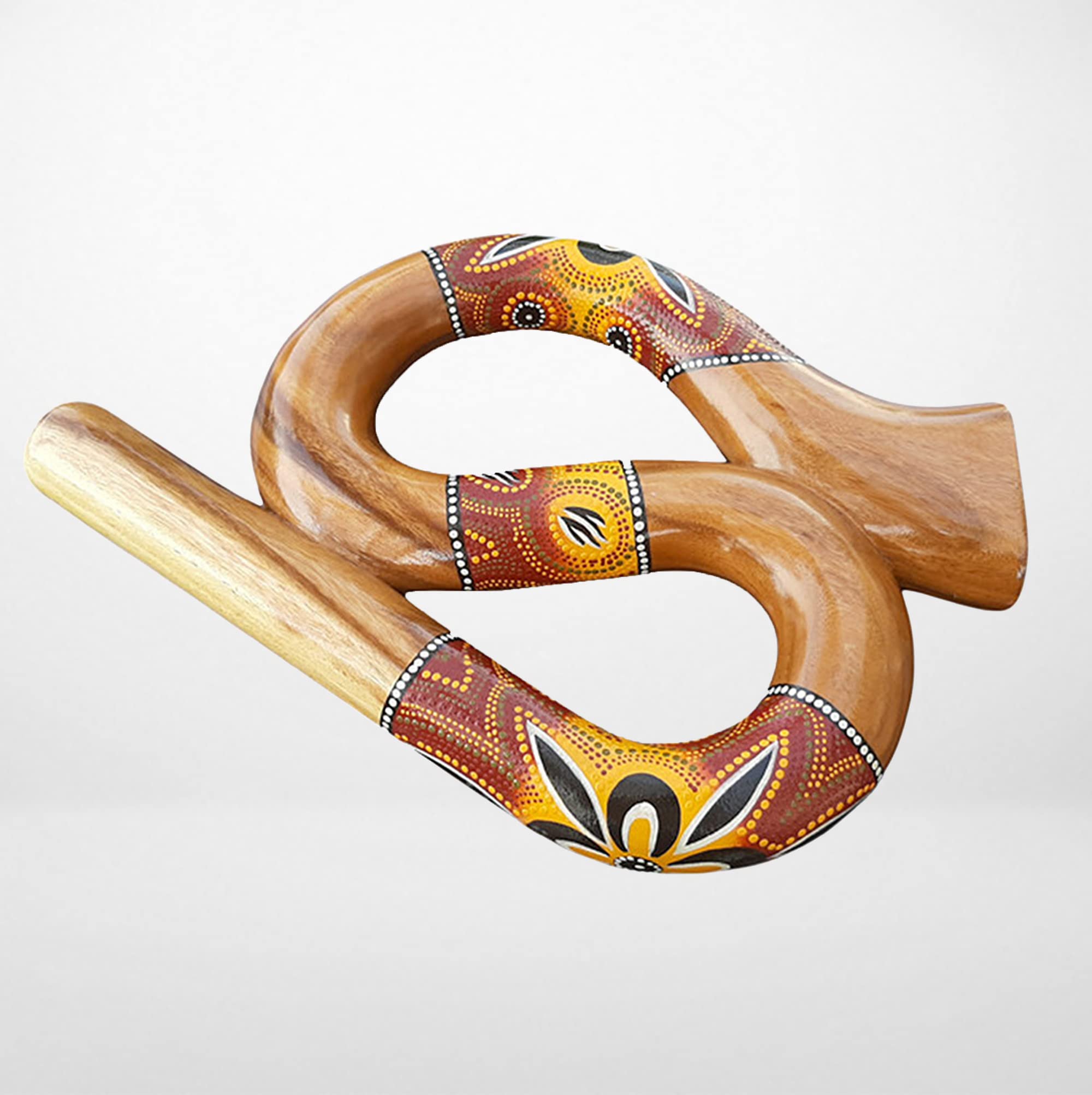LIDAH Didgeridoo - Snake Travel Didgeridoo 45 cm, a forma di S Compatto Anti Russare Strumenti musicali per Viaggi Dipinti a mano, Australian Strumento a soffietto Digeridoo Bambini Adulti (Rosso)