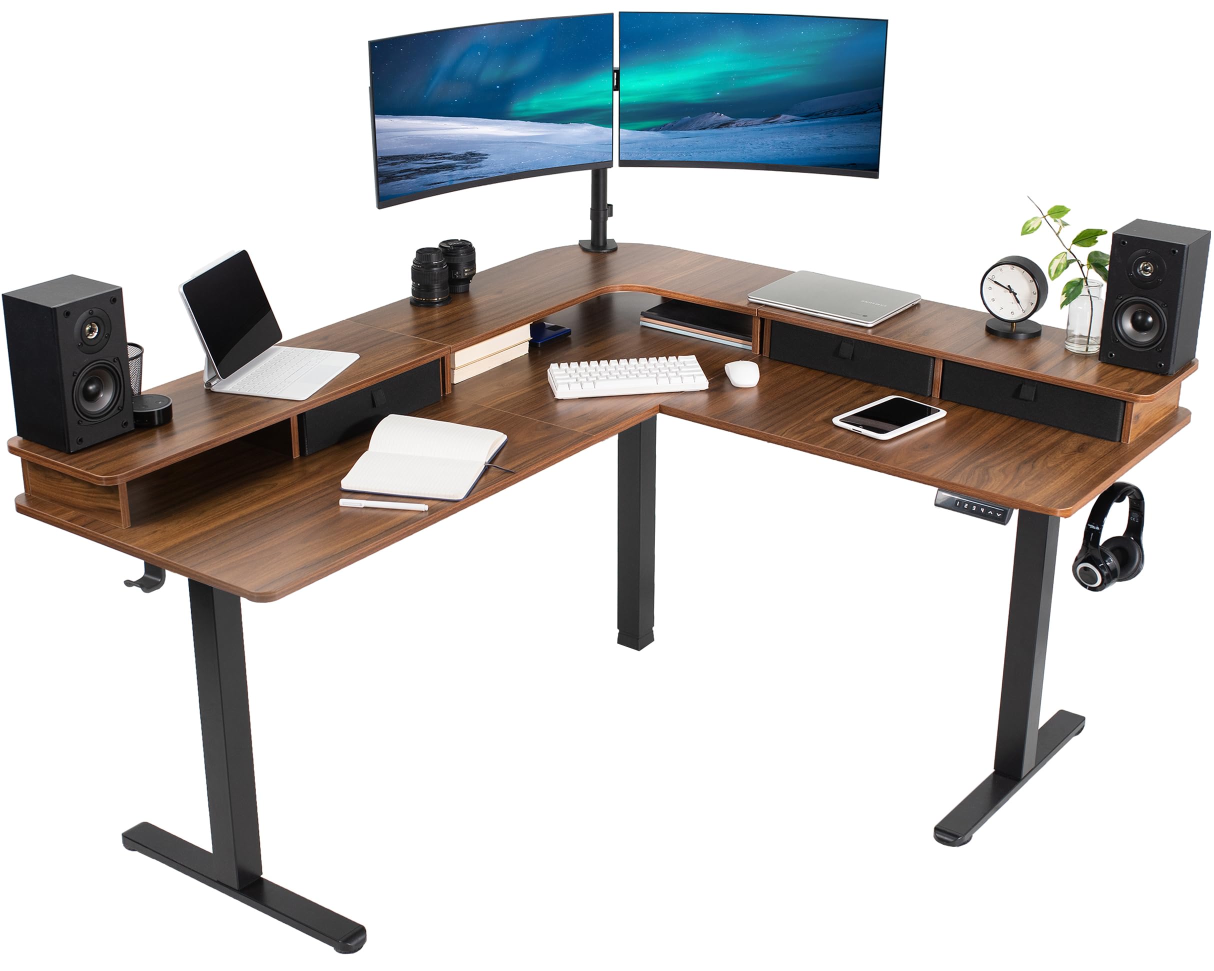 VIVO Electric 63 x 55 in Corner Standing Desk with Memory Presets