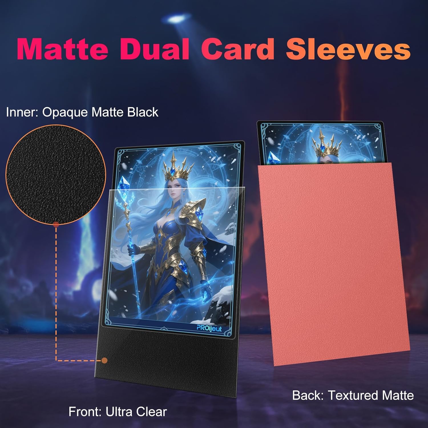 200 Pack Card Sleeves, Matte Dual Trading Card Sleeves with Opaque Back & Smooth Shuffle, Tear Resistant Card Protectors for MTG, TCG and Game Cards (Peach Pink)