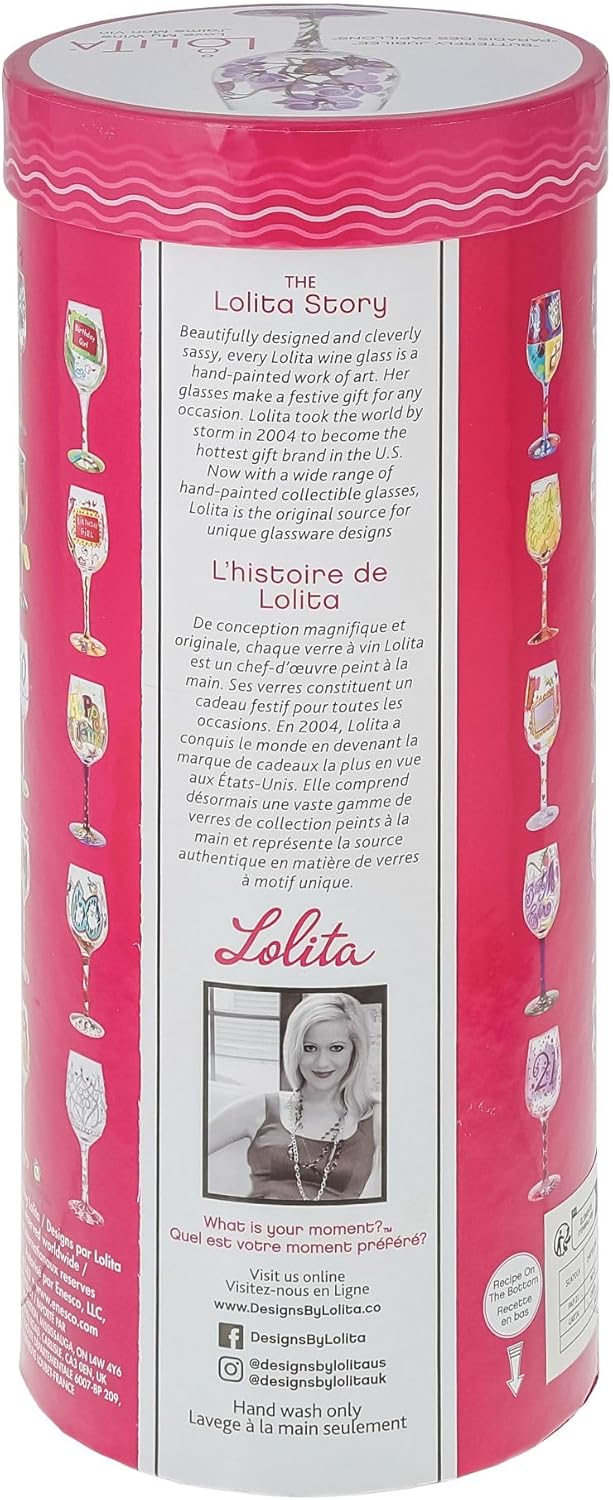 Enesco Designs by Lolita Butterfly Jubilee Hand-Painted Artisan Wine Glass, 15 Ounce, Multicolor - Image 8