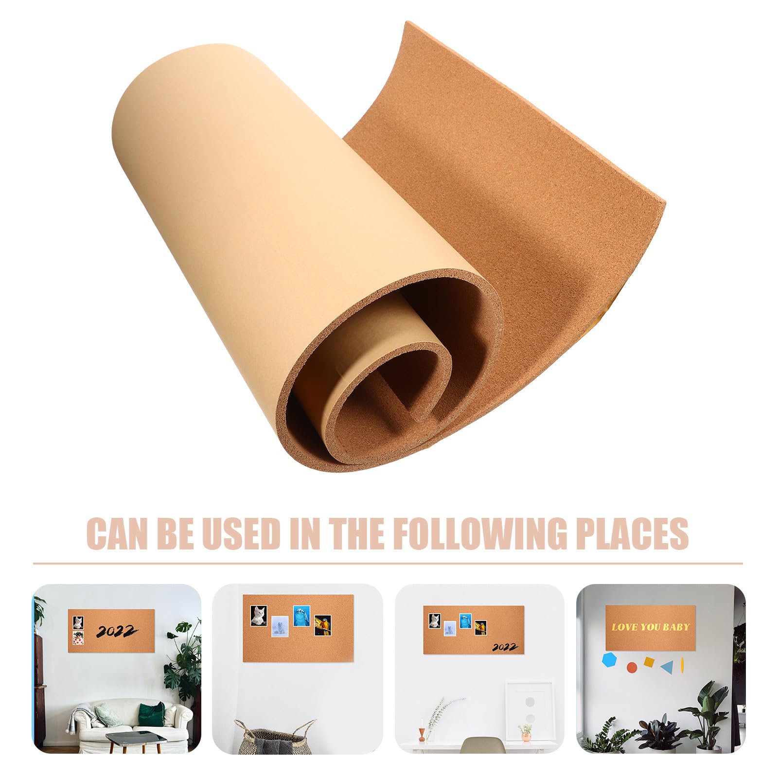 Tablero de Mensajes Práctico y Multifuncional para Pared Autoadhesivo de Corcho Estilo Clásico y Moderno Artístico, Adecuado para Oficina y Hogar