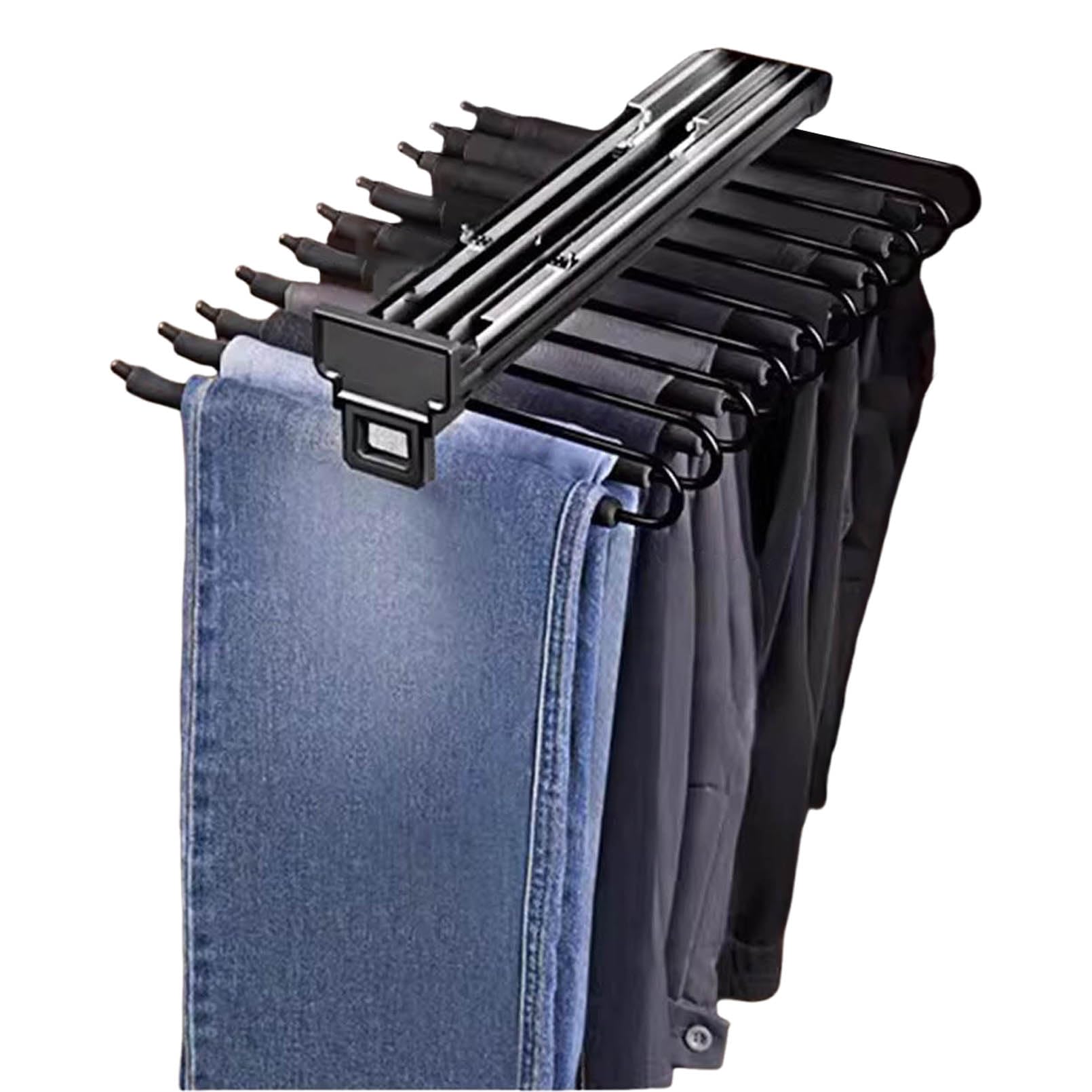Porte-pantalons rétractable antidérapant pour suspendre sans froisser