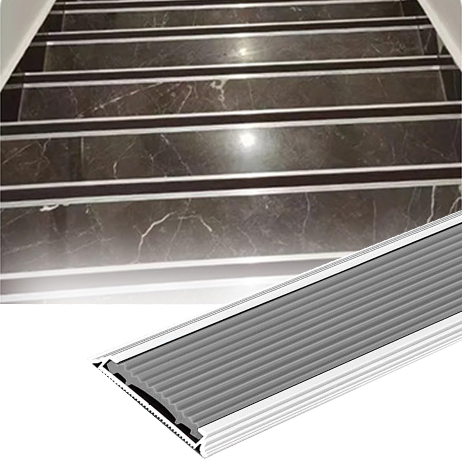 YLLFFLL Stairway Edge Protectors Suitable for Marble Floors, Customizable Stair Nose Molding, 2 Inch Wide Staircase Step Edge Trim(Gray,1.9m/6.2ft)