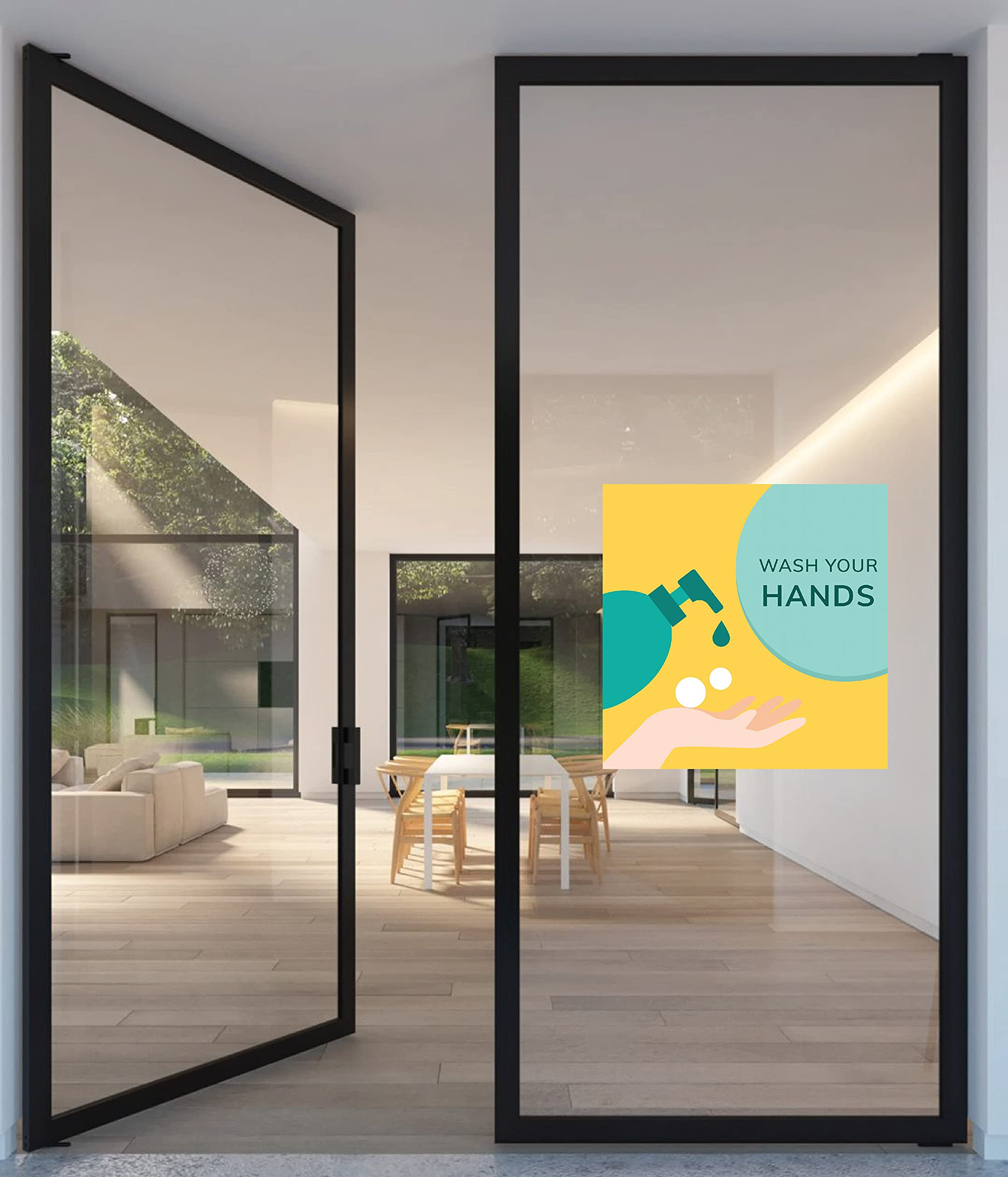 Wash Your Hands Posters Sign Sticker Hospital Office Supermarket Shop Restaurant Window Door Signage Sticker L X H 12 X 12 Inch (Multicolored) Pack Of 2