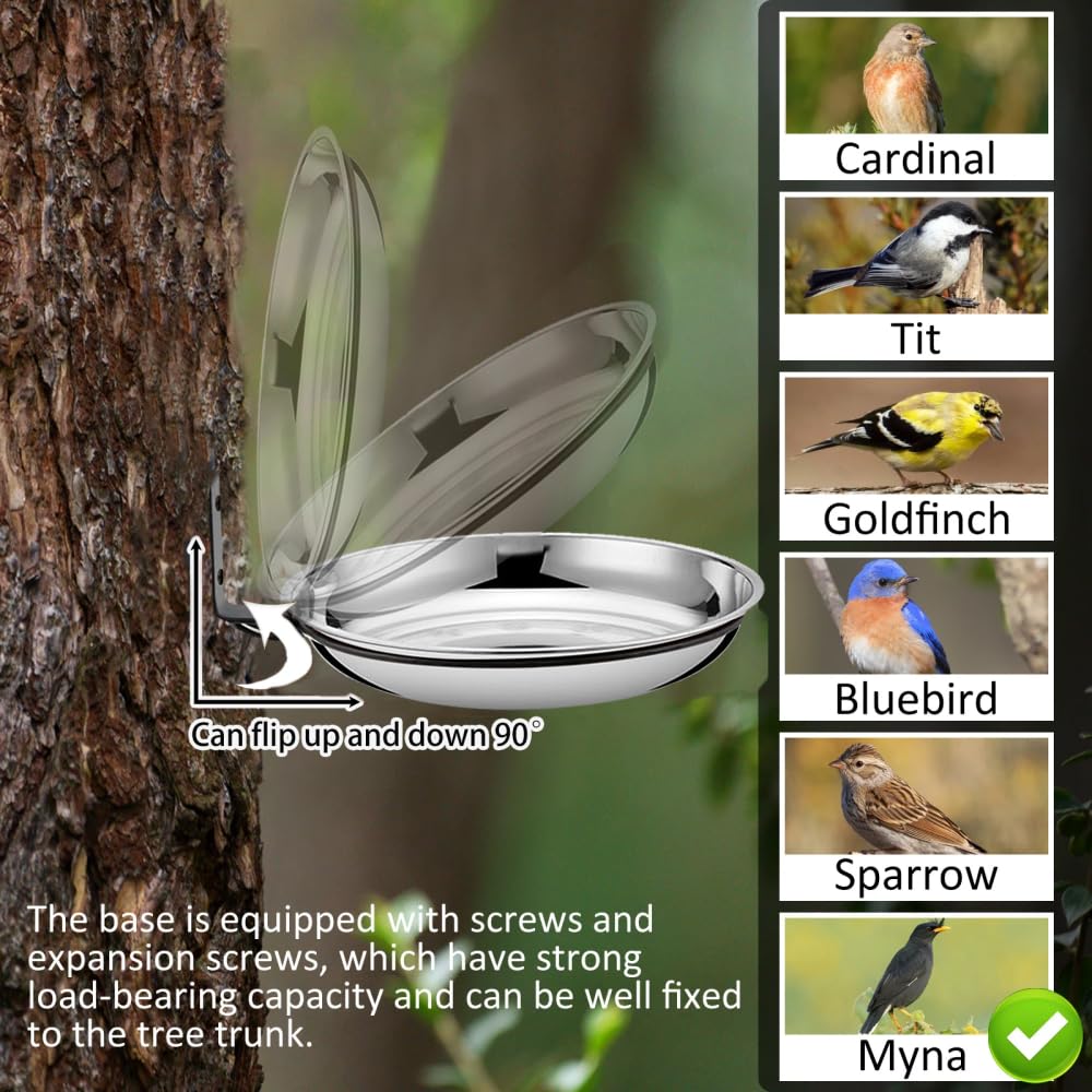 Renyigou 2 Piece Wall Mounted Bird Feeder Hanging Bird Feeder Tray for Garden Bird Feeder Stand Bird Baths Free Standing Installed on Trees Fence Outdoor Walls Bird feeder - Image 4