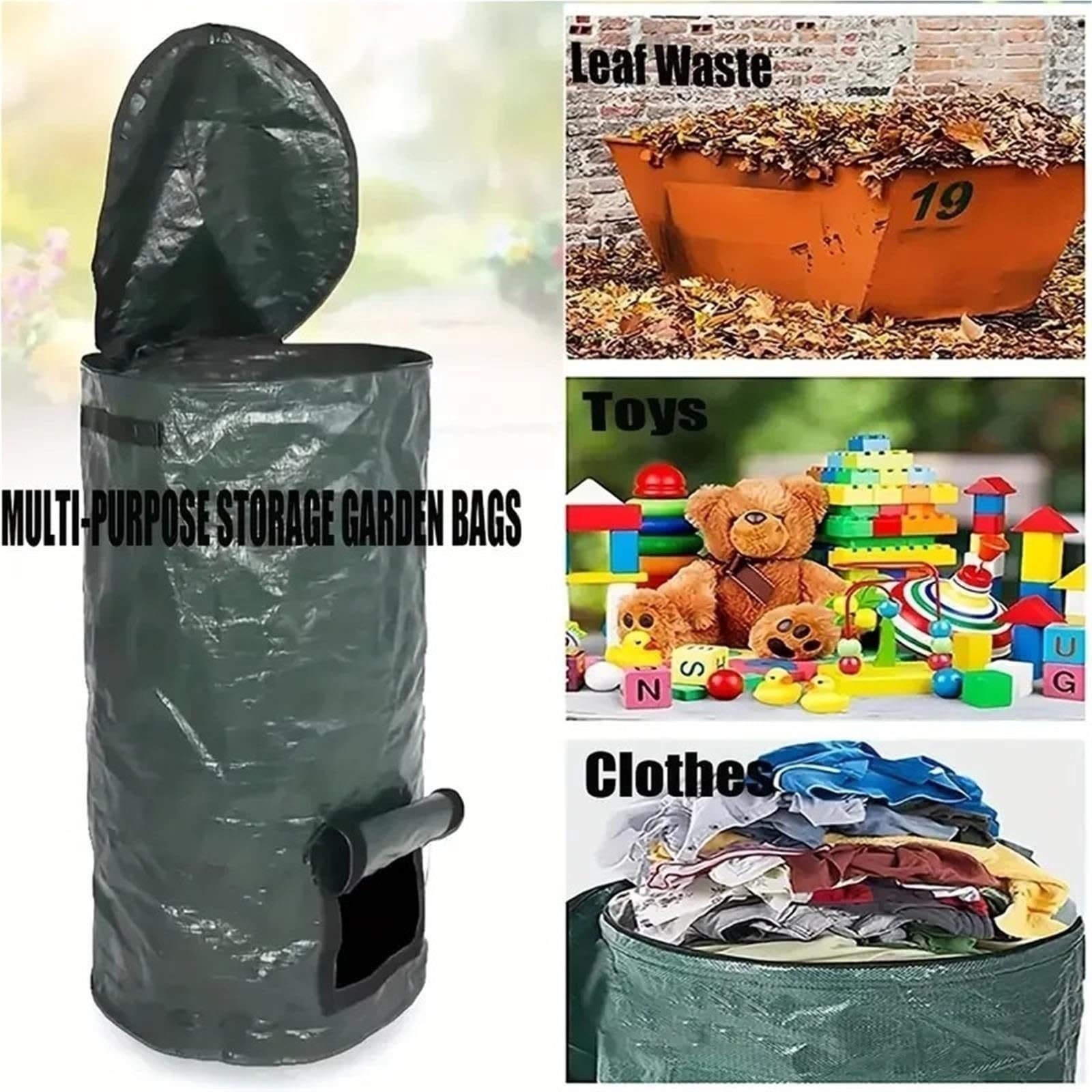 Bolsa para Residuos de Jardín Bolsa de basura reutilizable 34 galones | Con asa de cremallera(34Gallons)