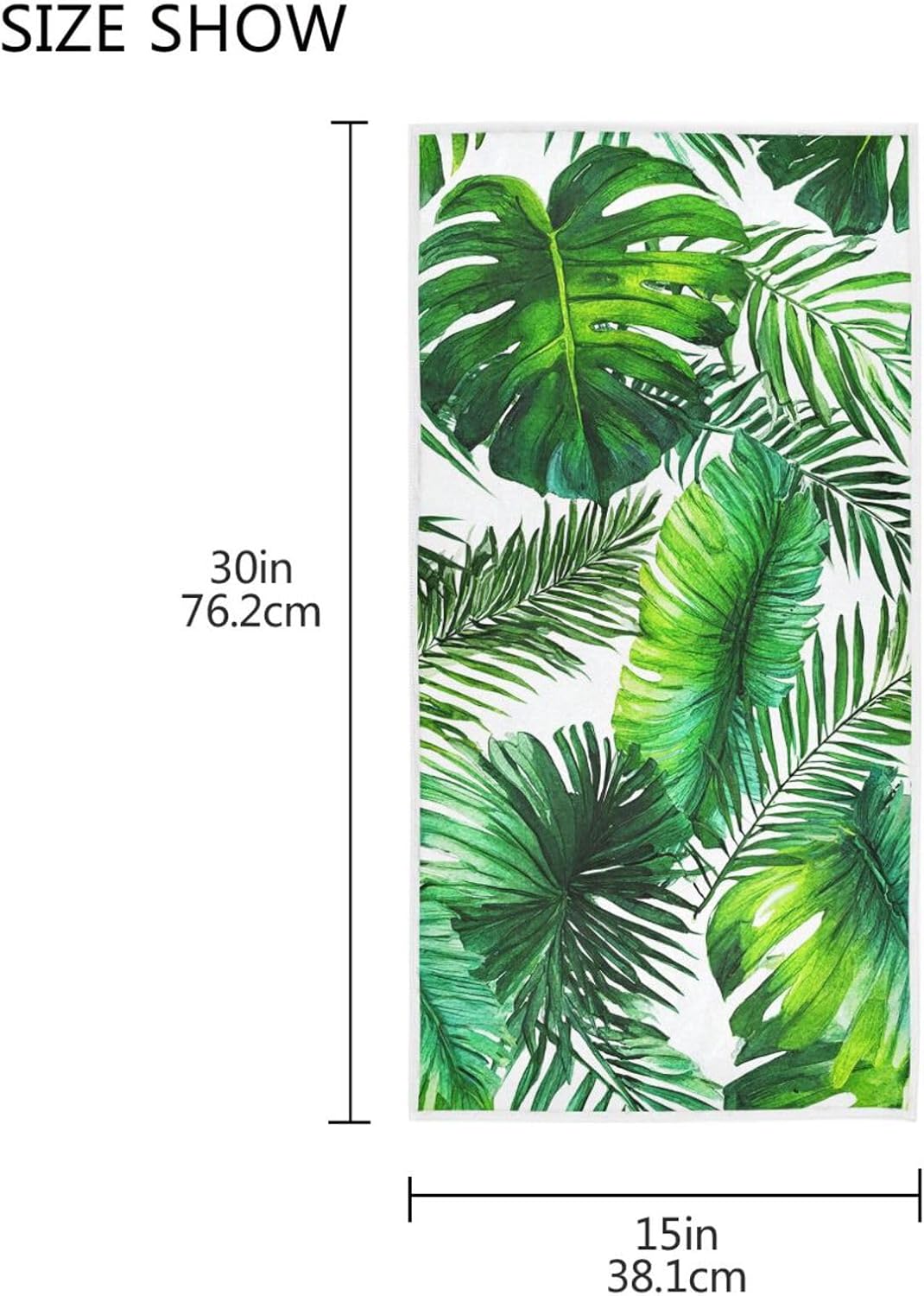 Wamika Tropical Palm Leaves Hand Towels Jungle Floral Ultra Soft Thin Bath Towel Highly Absorbent Multipurpose Bathroom Towel for Hand,Face,Gym and Spa,16x30 in