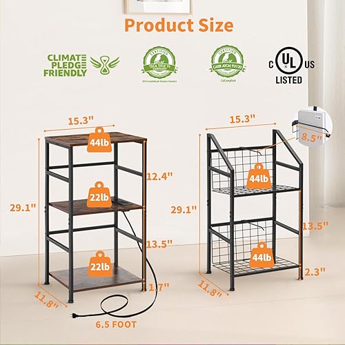 Miniatura 3 de LAKEMID Soporte para tocadiscos con almacenamiento de vinilo, soporte giratorio de 3 capas y soporte de disco de vinilo de acero, mesas auxiliares