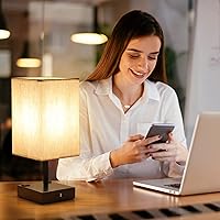 Vista 5 de Soilsiu - Lámpara de mesa para dormitorio, lámpara táctil pequeña con puertos de carga USB C+A y salidas de CA, lámpara de mesita de noche regulable