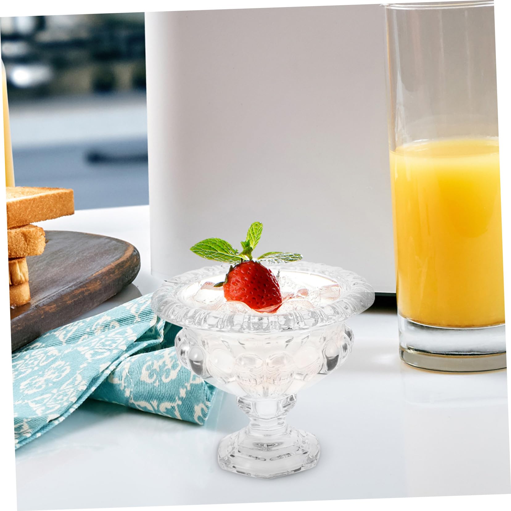 TOYANDONA Coppe Gelato in Vetro Stile Europeo per Dessert e Bevande Fredde | Ciotoline Vetro Piccole Rilievo, Piatti da Dolce e Piatti da Portata, Vacanze Estive