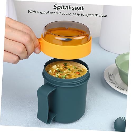 Miniatura 8 de Cabilock Taza de sopa para microondas con tapa y cuchara, contenedor de taza de desayuno portátil, caja de almuerzo de gachas de avena con cuchara