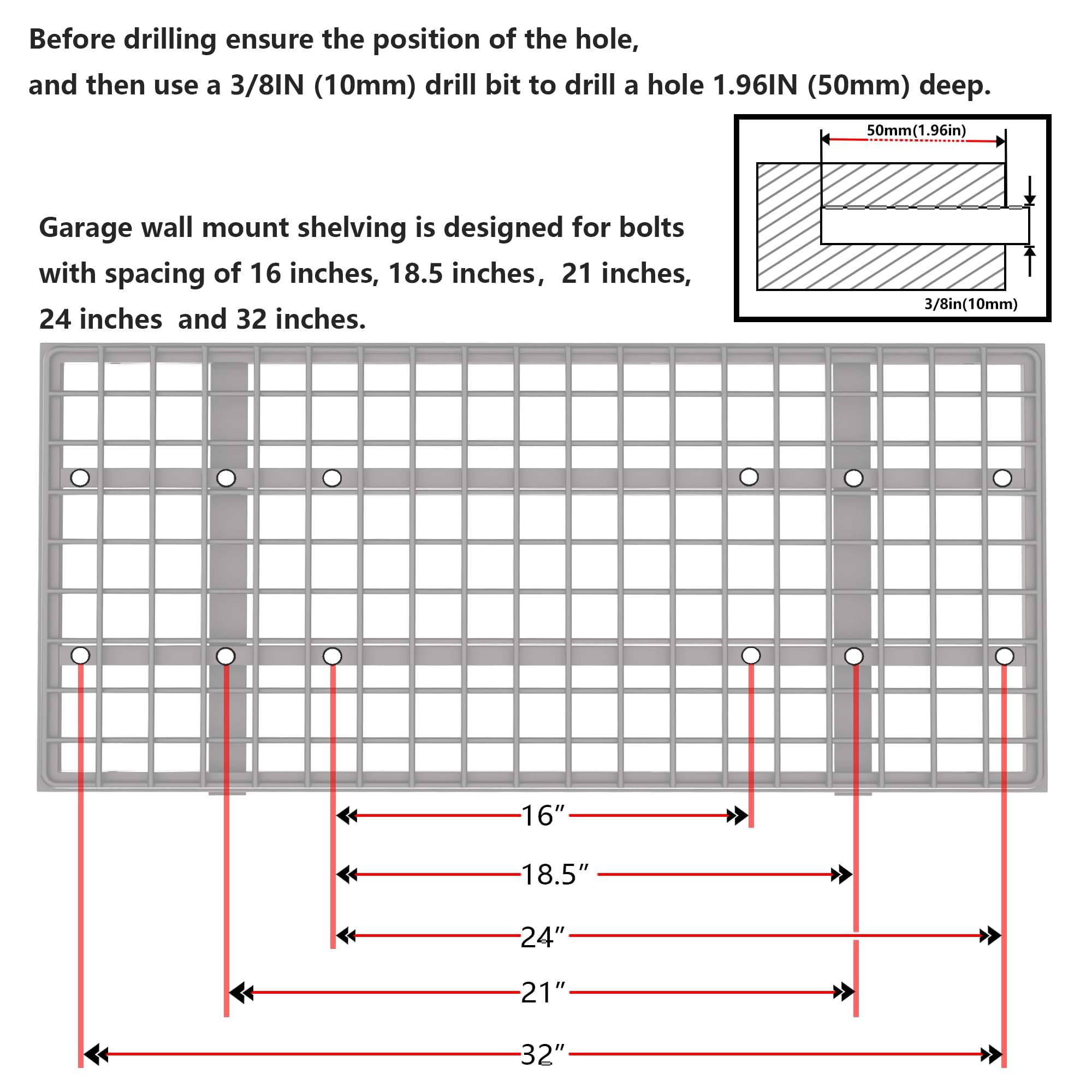 Jowkou Garage Wall Shelving, Garage Shelving Shelves Wall Mounted, Over Door Storage Rack - Image 5