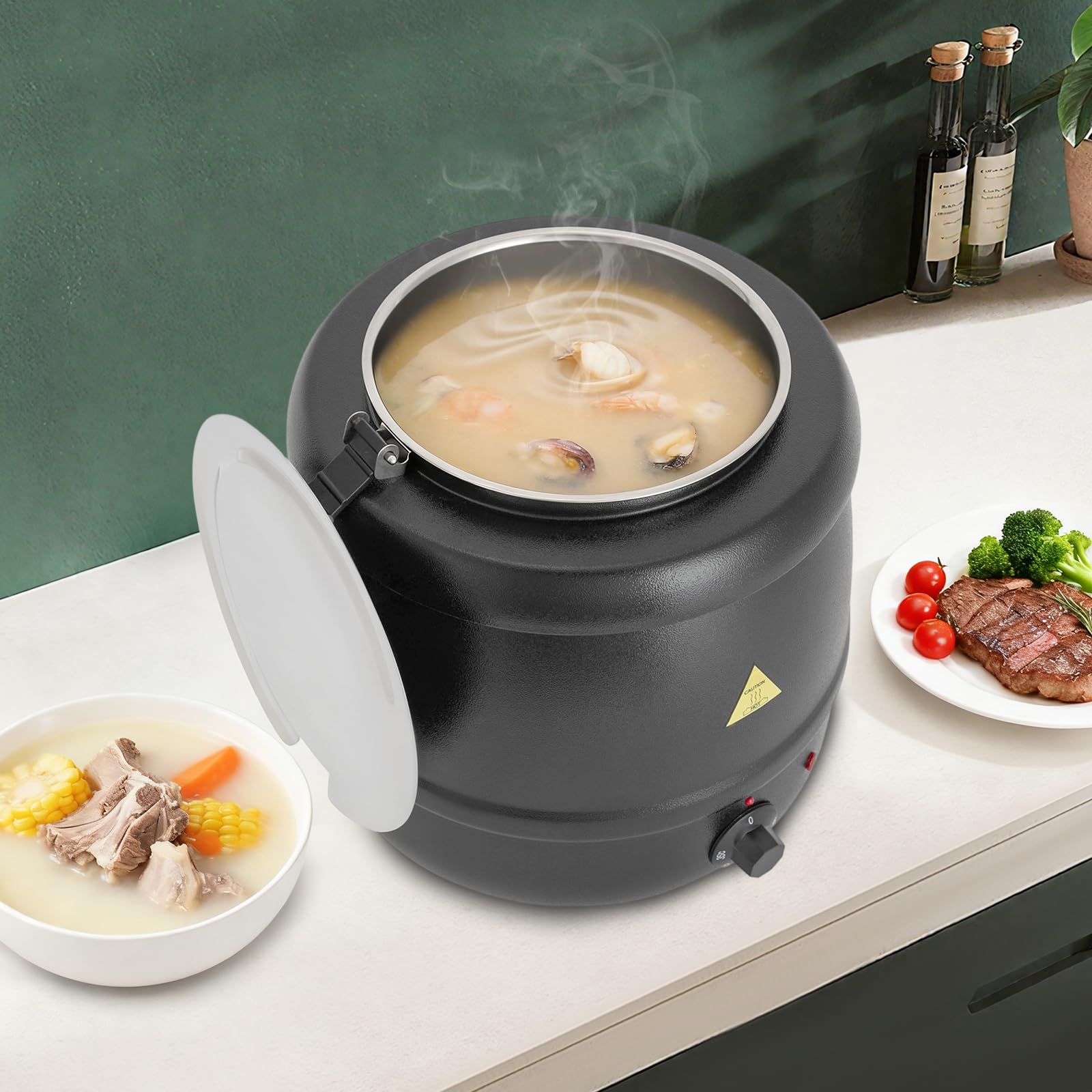 Suppenwärmer, 10L, 400W, Gusseisen, 35-80°C, Schwarz
