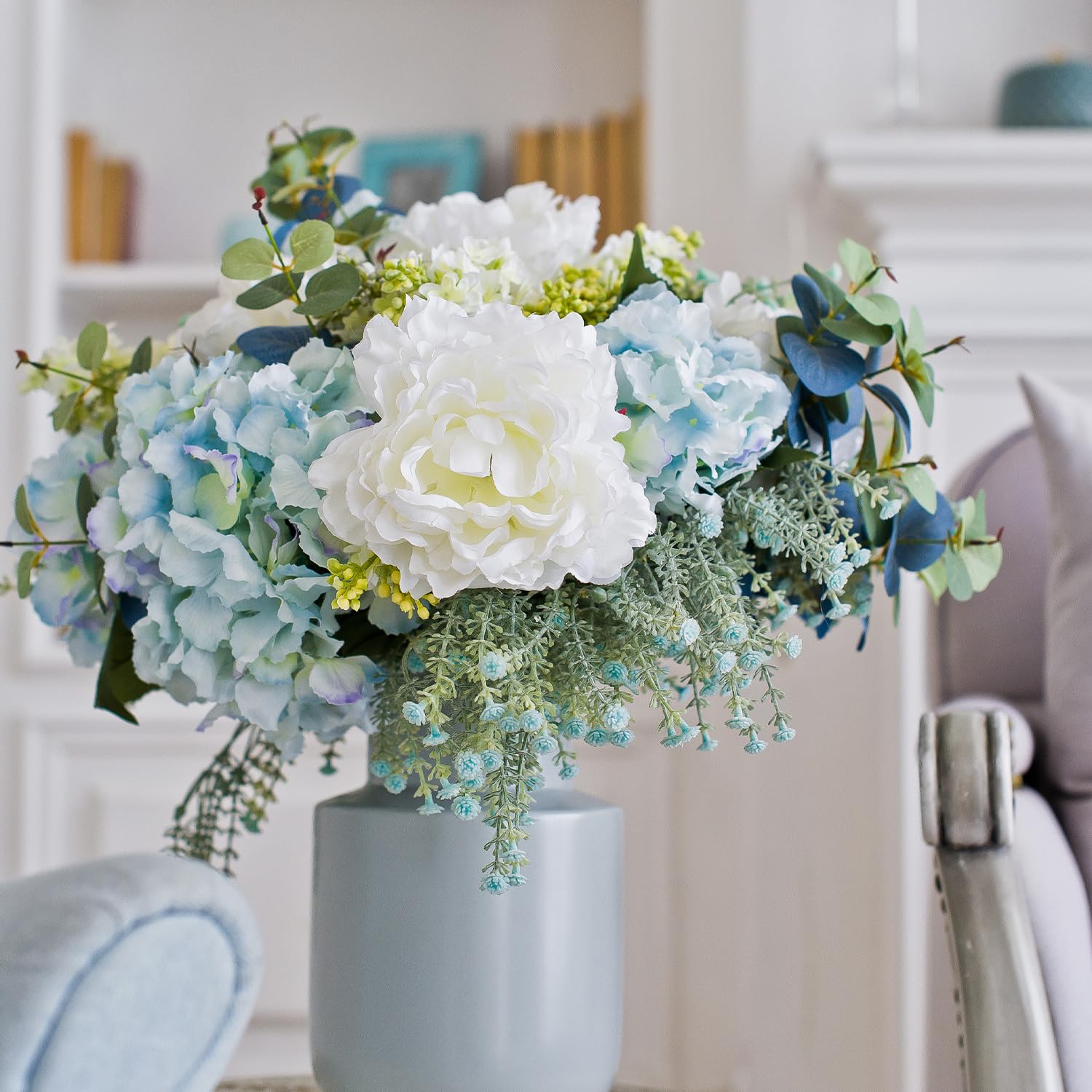QWORK® 30 Pièces foglie di eucalipto artificiale verde smerigliato per matrimoni e decorazioni domestiche