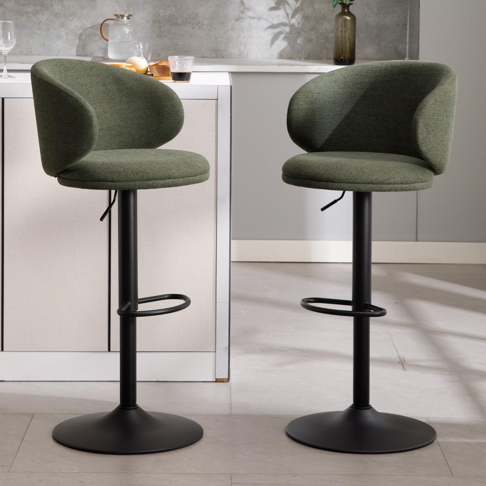 chairus Barhocker 2er Set Höhenverstellbare Barstuhl mit Fußstütze Grün