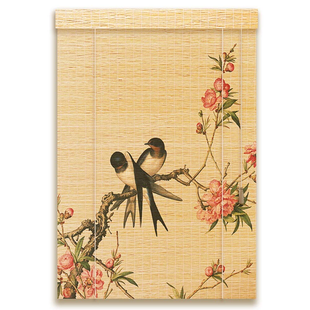 CHAXIA Roller Blind Bamboo Shade Printing Refinement Curtain Living Room Tea House Cut Off Background Decoration, 3 Styles, Multiple Sizes Customizable (color : A, Size : 100x200cm)