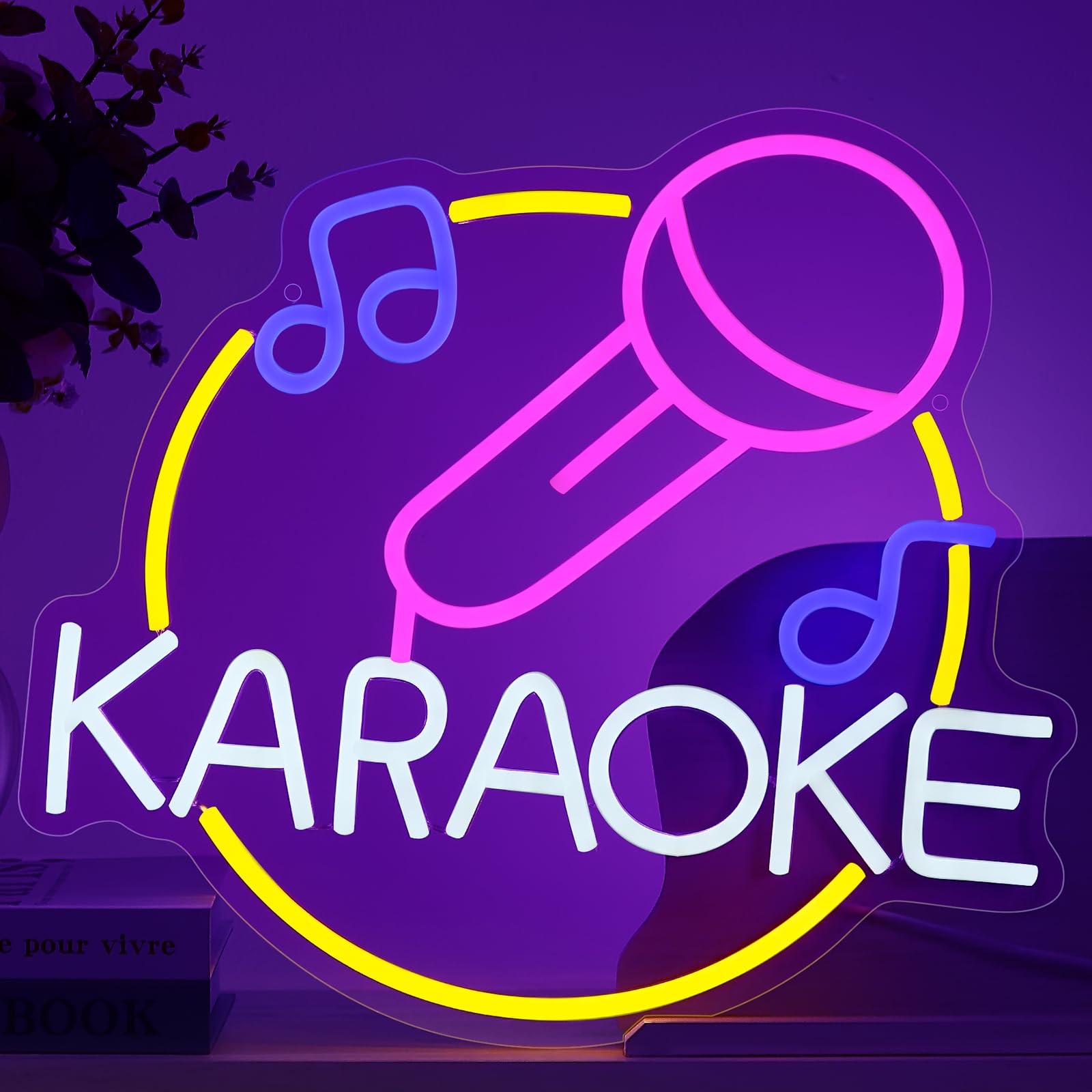 Insegne al neon per karaoke, decorazione da parete, insegna al neon a LED per uomo, grotta, sala giochi, musica, bar, pub, karaoke, feste, regali di compleanno (5 V, 34,1 x 38 cm)