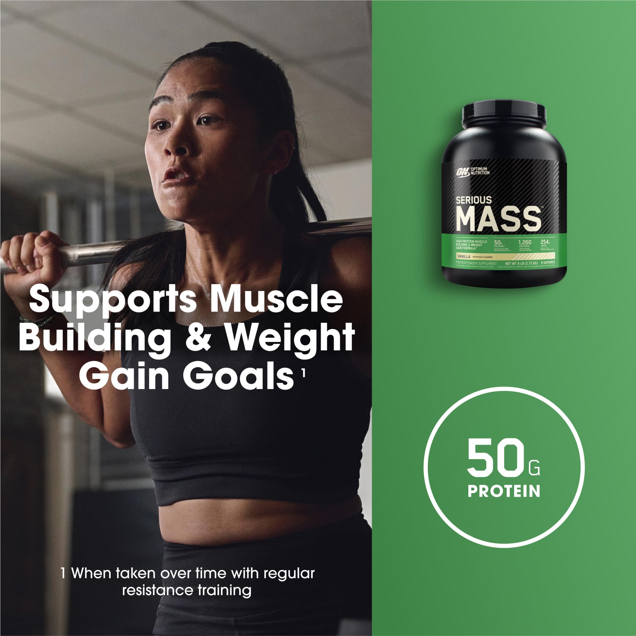 Optimum Nutrition Serious Mass Weight Gainer Protein Powder, Vanilla, 6LB — Amazon image 3
