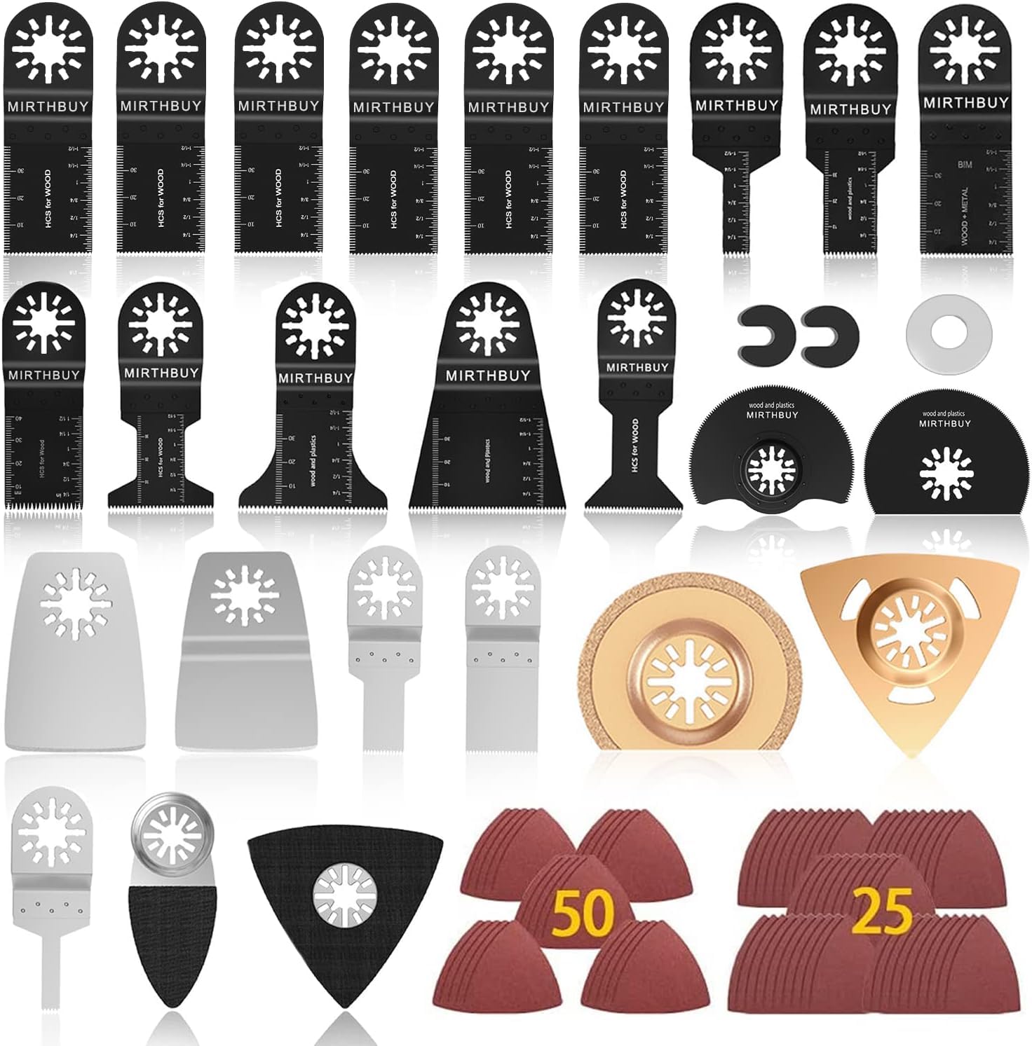 100 stk Sägeblatt Oszillierendes Zubehör Set Multifunktionswerkzeug Zubehör Set Multitool Werkzeuge für Holz Metall Kunststoff kompatibel mit Fein Multimaster Multitool Dremel Einhell