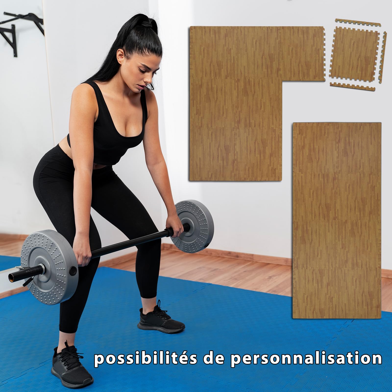 ALPIDEX 1,95 m² Tapis Protection Sol 21 Pièces 30 x 30 x 1 cm Tapis Bordures Fitness Sport Puzzle Dalle Mousse Gym Garage Piscine Isolation