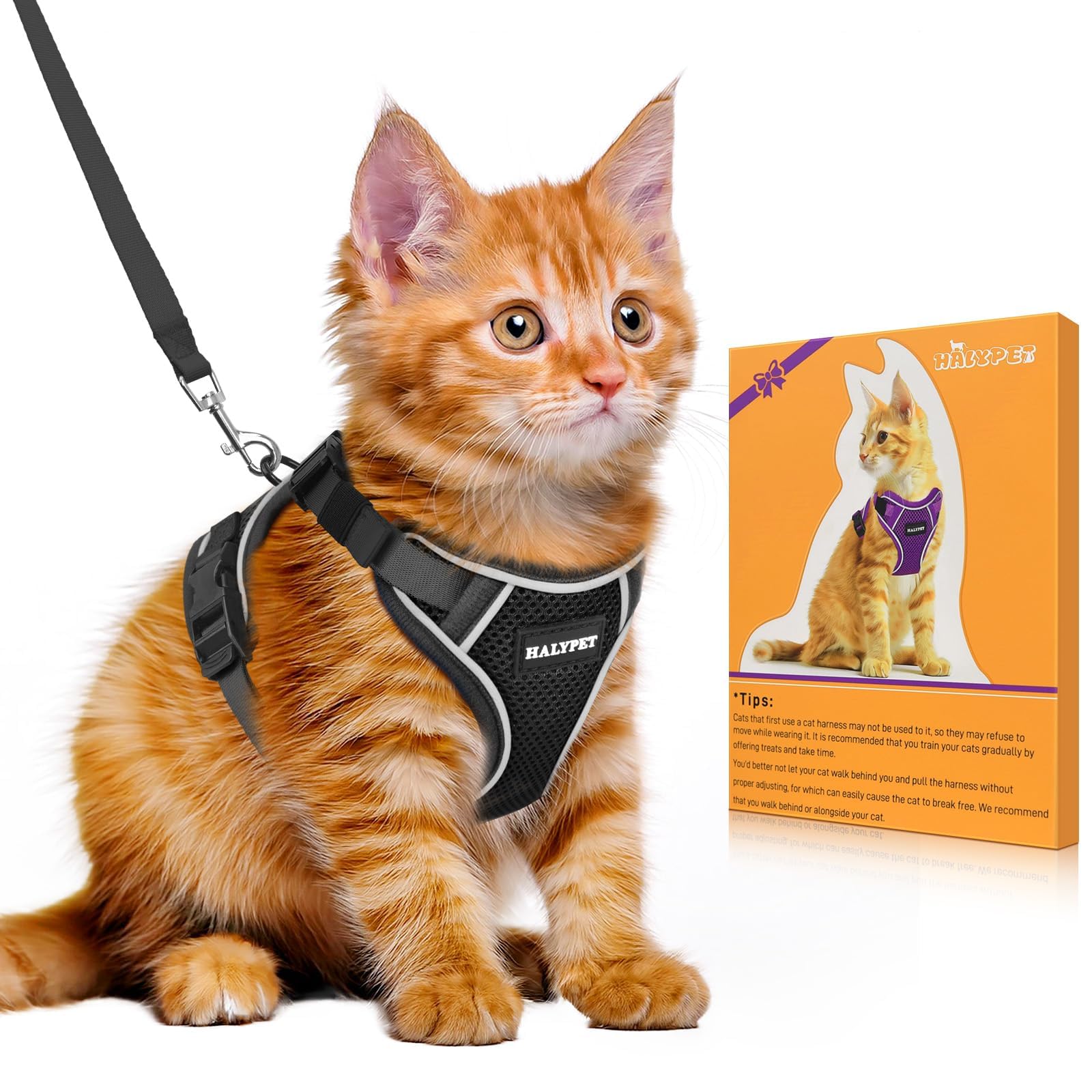 HalyPet Cat Harness and Lead Set, Escape Proof Adjustable Kitten Vest