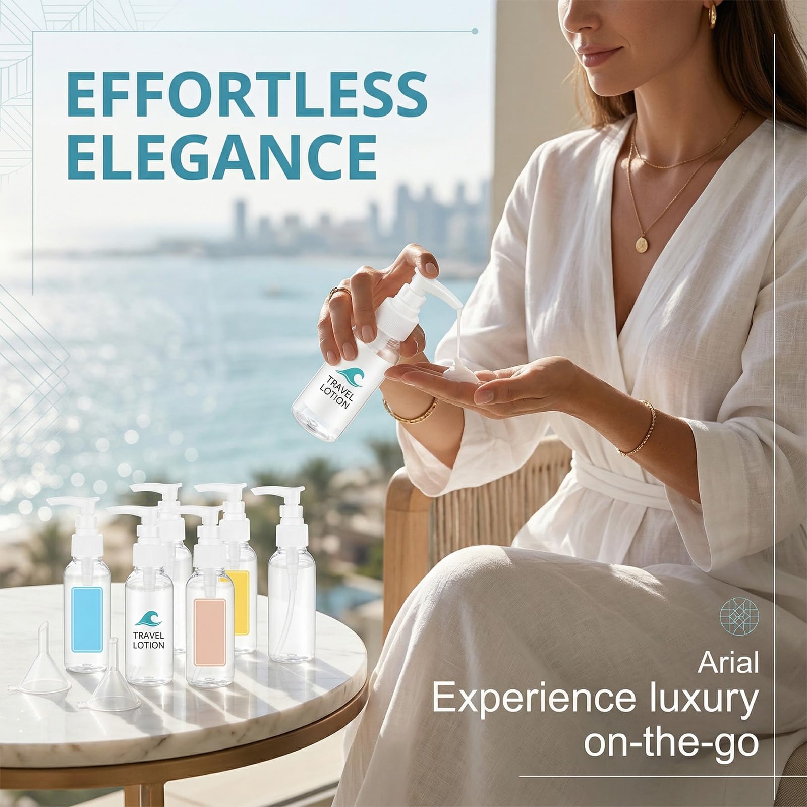 6 Pezzi Distributore a Pompa Airless 50ml, Flacone a Pompa Vuoto in Plastica Trasparente, Distributore di Crema & Sapone, Inclusi 3 Imbuti & 1 Etichetta, Ideali per Cosmetici, Shampoo & Crema